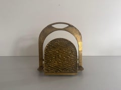 Mid Century Modern Heavy Bronze Magazine Holder, 1960s, Italy