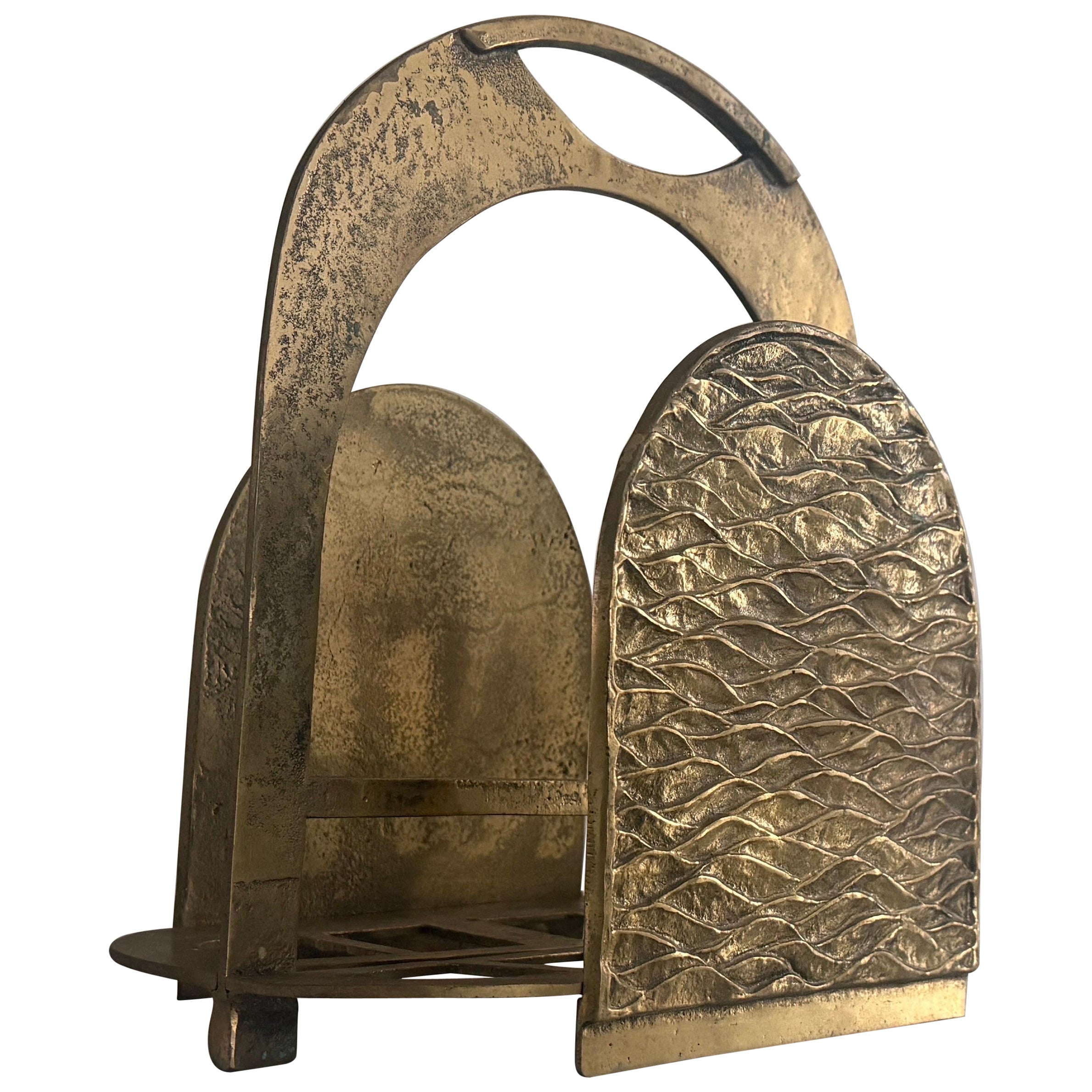 Revistero Mid Century Modern Heavy Bronce, Años 60, Italia
