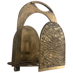 Mid Century Modern Heavy Bronze Magazine Holder, 1960s, Italy