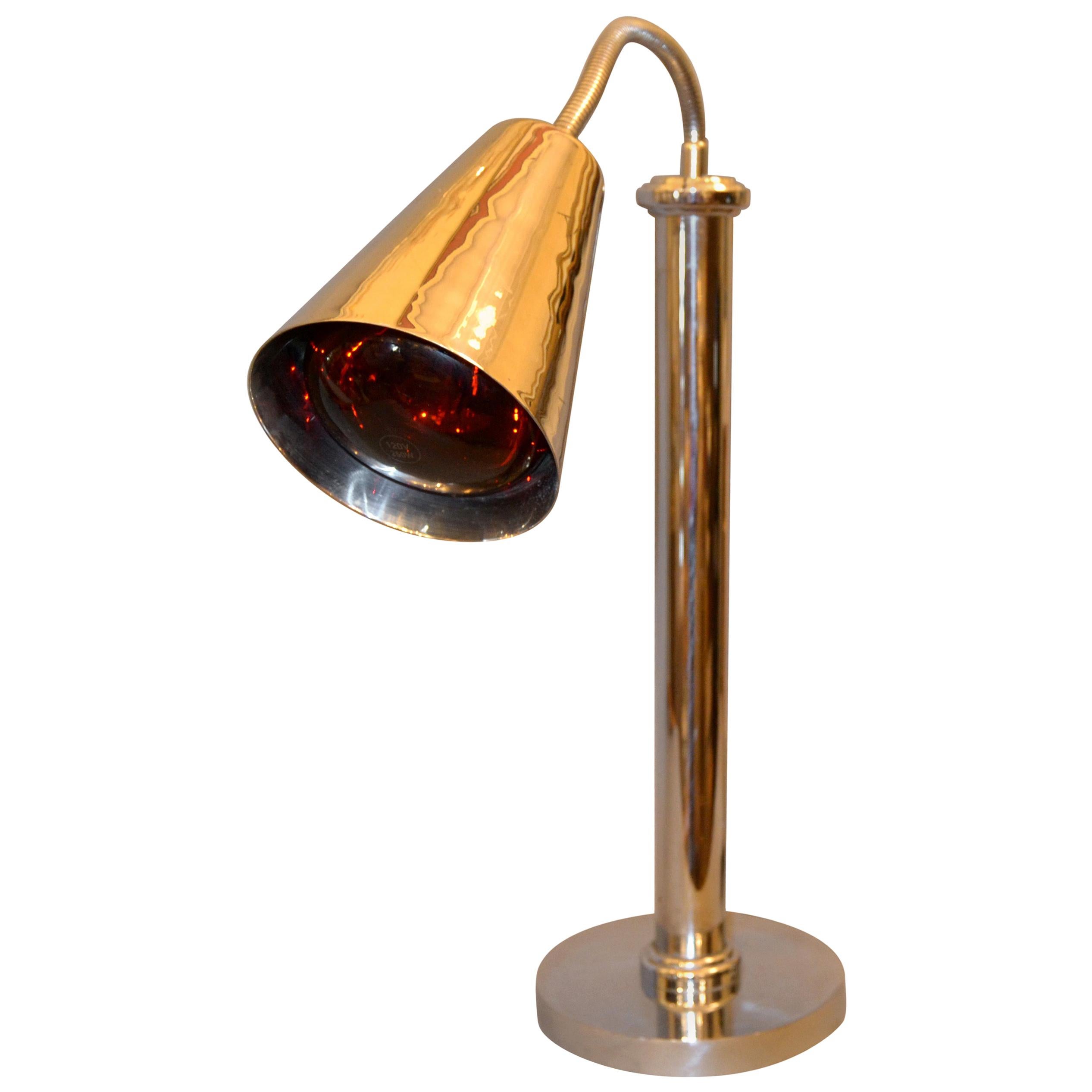 Mid-Century Modern Heavy Chrome Adjustable Cone Shade Table Lamp