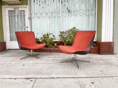 Mid Century Modern Heavy Chrome Swivel Lounge Chairs by Bernhardt