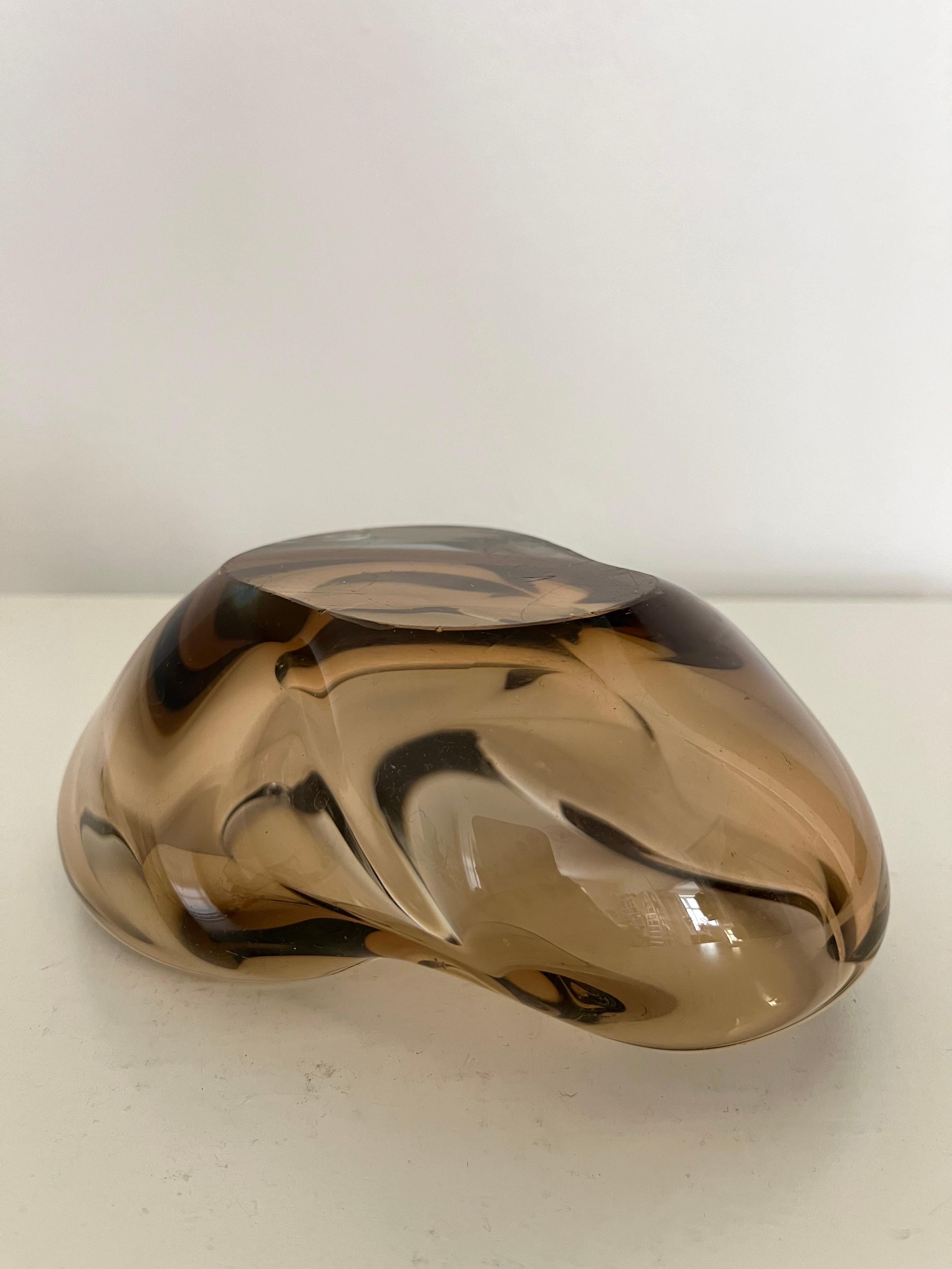 Mid-Century Modern Heavy Sculptural Glass Bowl, Finland, 1960s For Sale 6