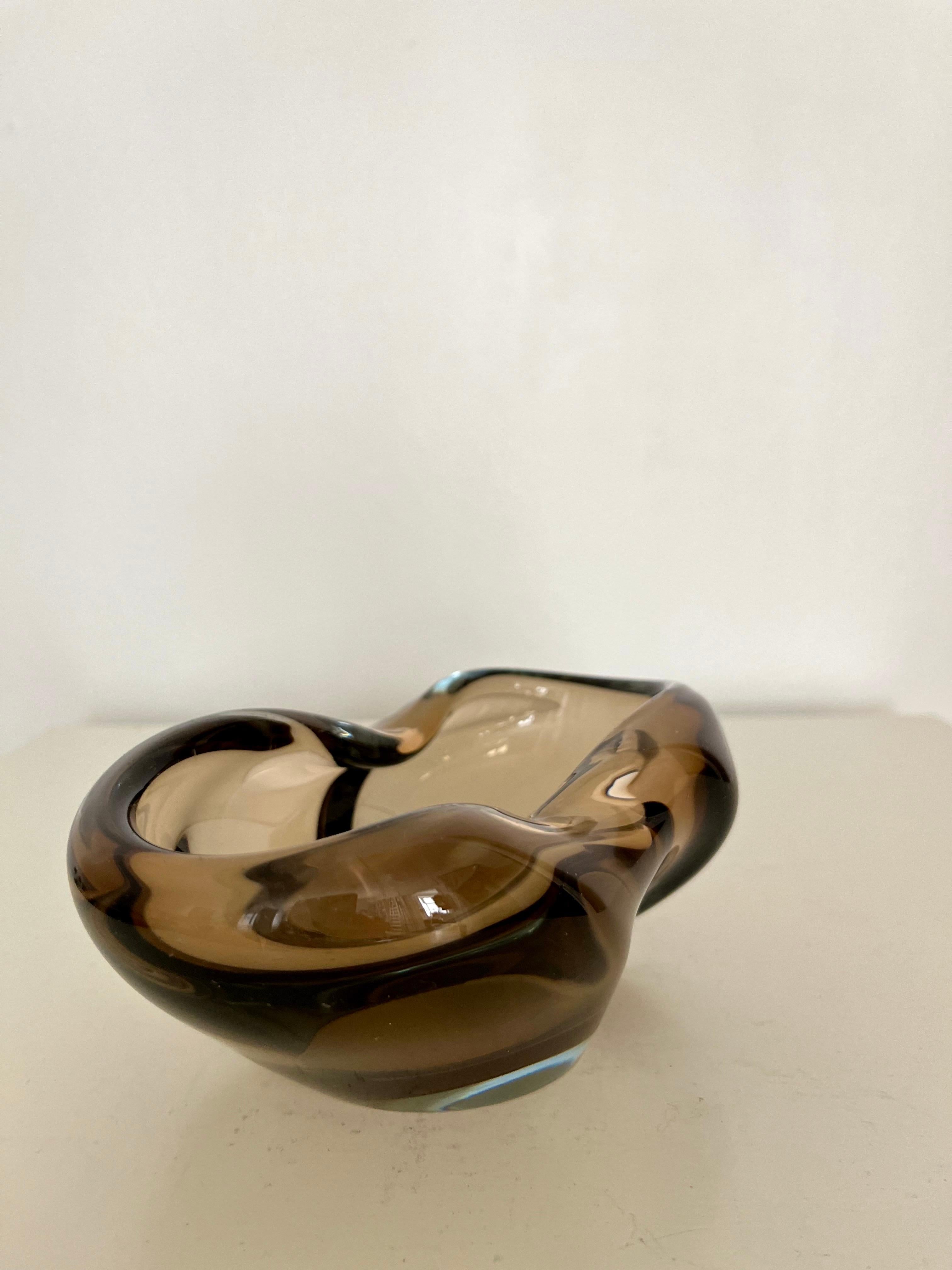 Finnish Mid-Century Modern Heavy Sculptural Glass Bowl, Finland, 1960s For Sale
