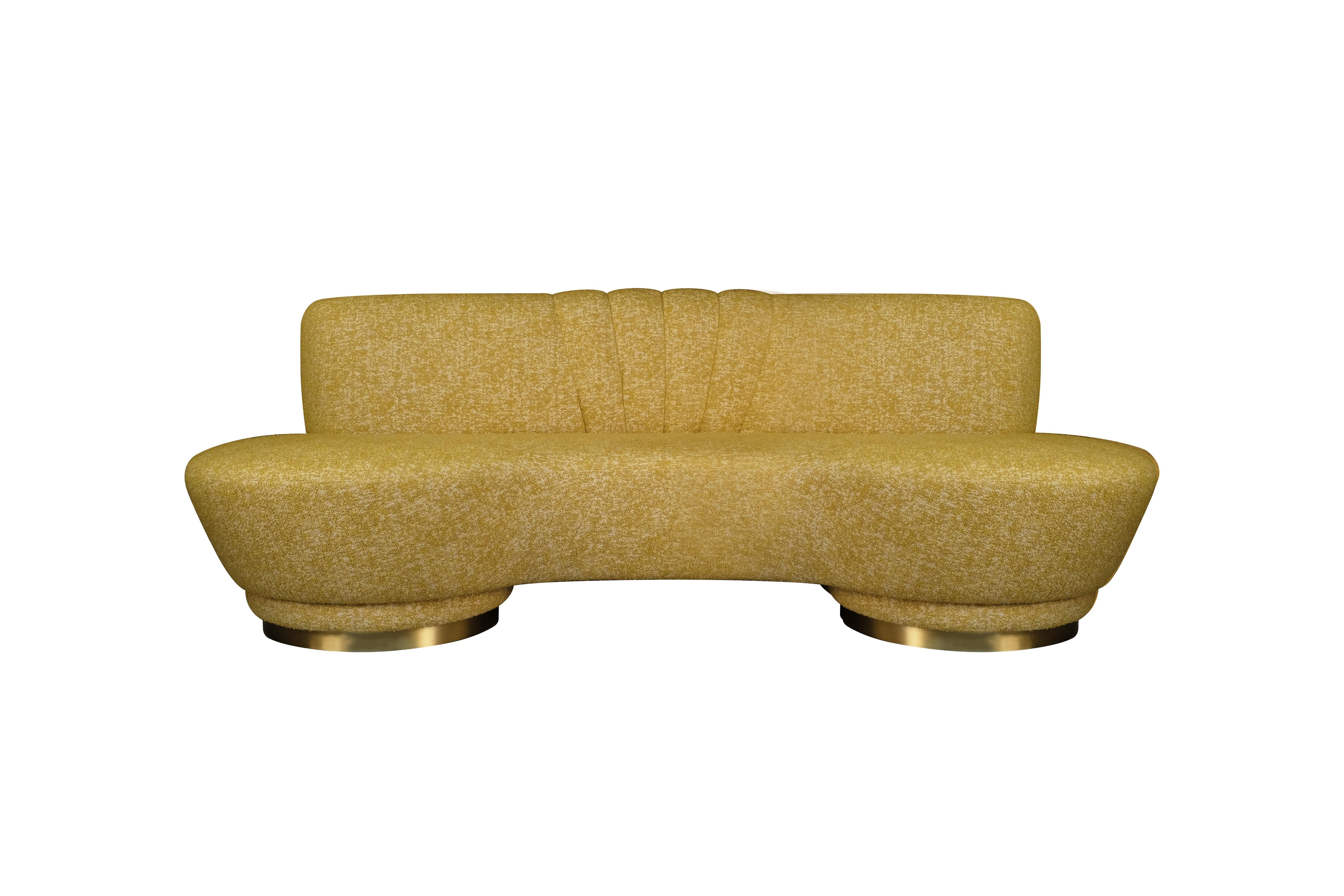 Mid-Century Modern Hedy Sofa Brushed Brass  For Sale 1