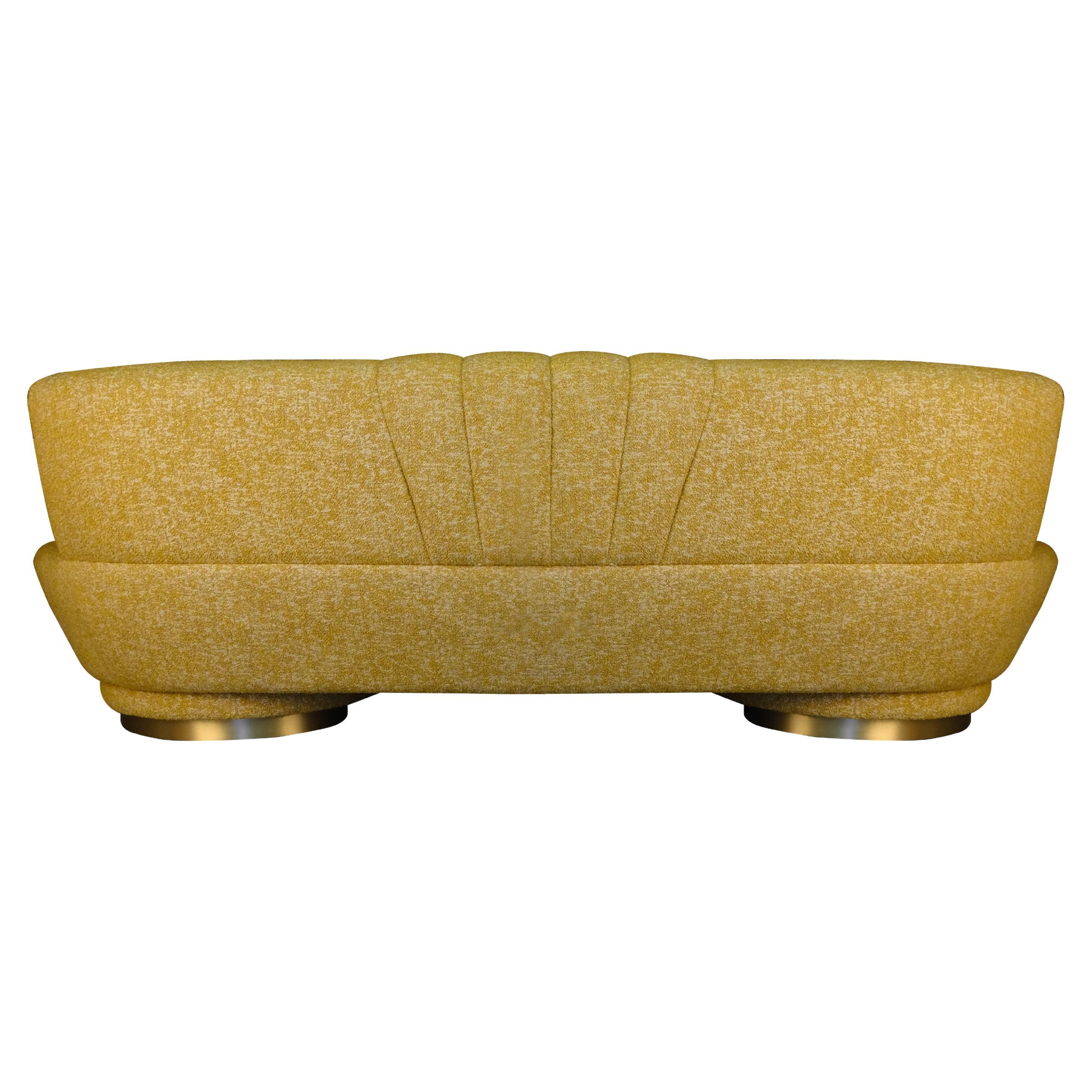 Mid-Century Modern Hedy Sofa Brushed Brass 