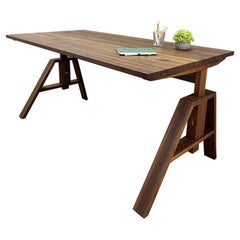 Mid-Century Modern Height Adjustable Customizable Walnut Desk