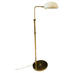 Mid-Century Modern Height Adjustable Porcelain & Brass Swivel Floor Lamp