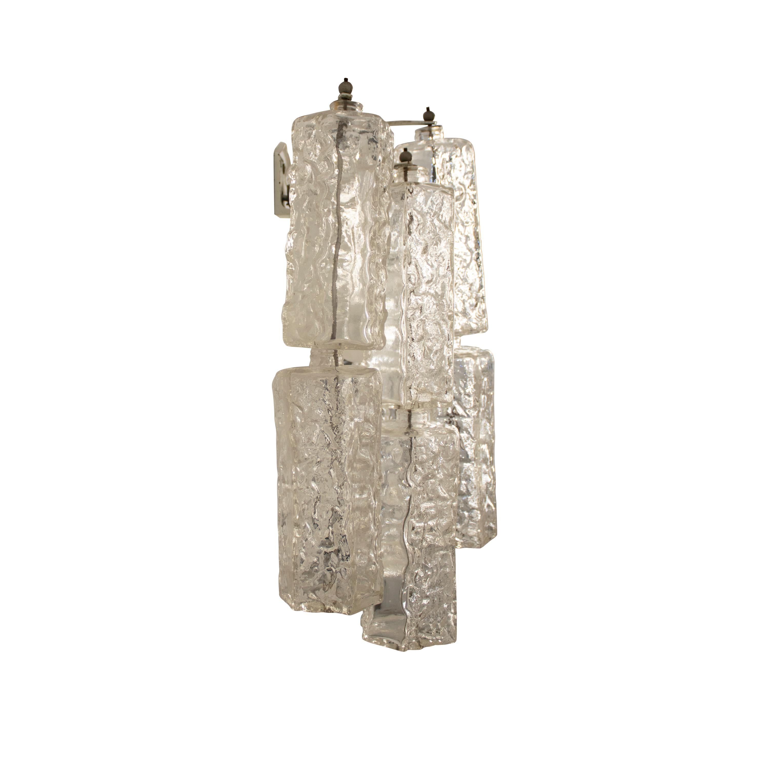 Lacquered Mid-Century Modern Hendcrafted Venini Glass Wall Light, Italy, 1960 For Sale
