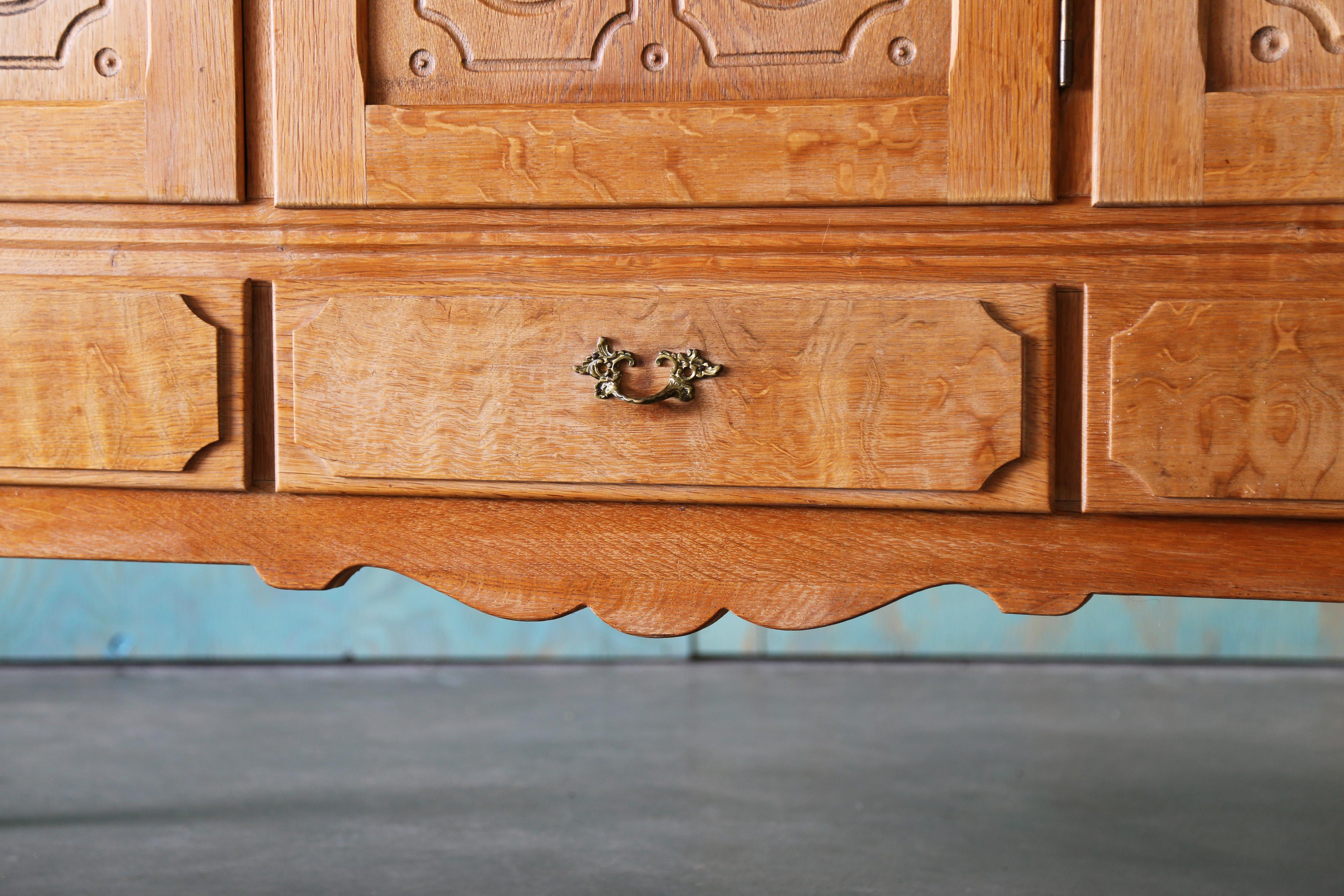 Danese Mid Century Modern Henning Kjaernulf Style Tall Cabinet / Sideboard in White Oak in vendita