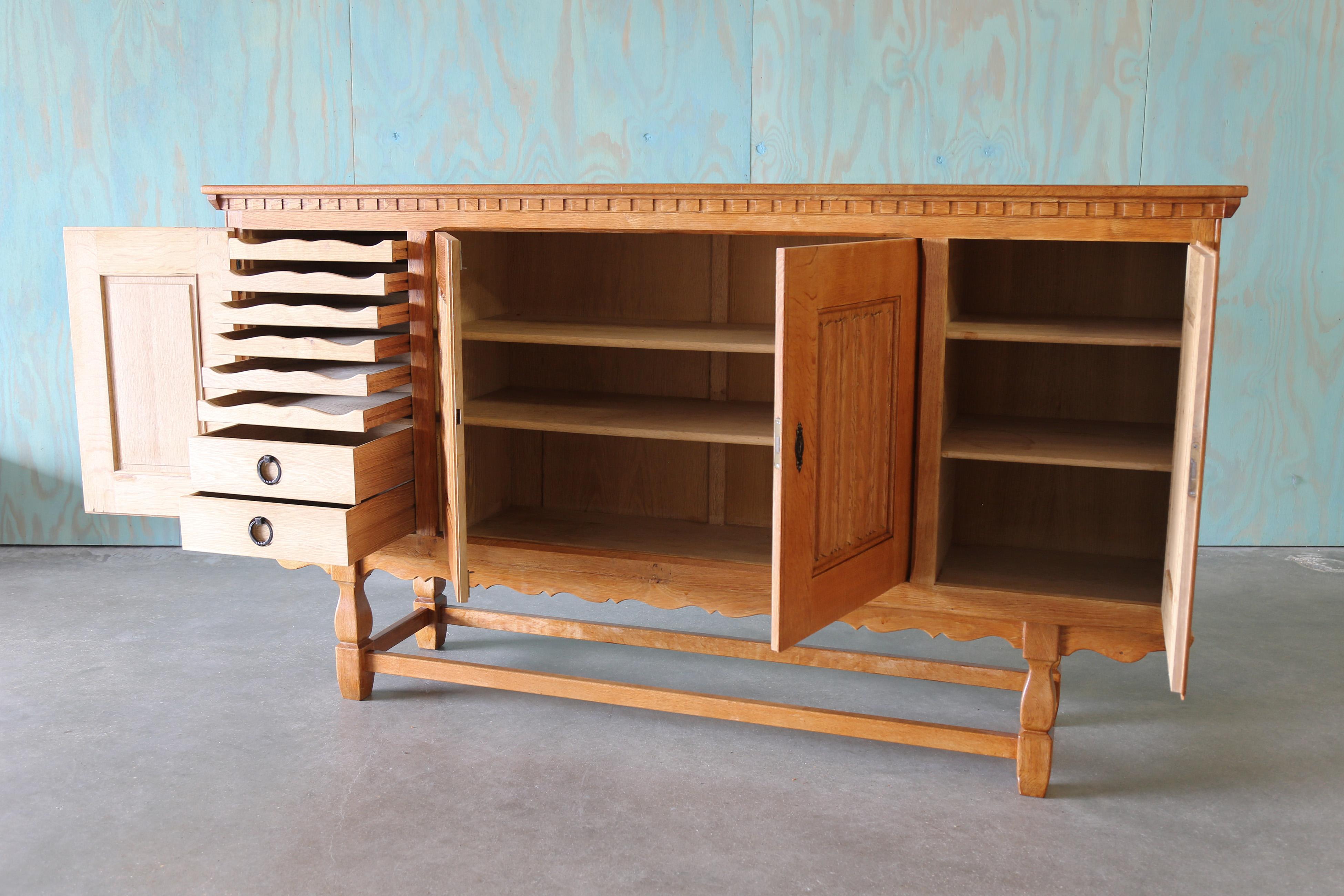 Danese Mid Century Modern Henning Kjaernulf Style Tall Cabinet / Sideboard in White Oak in vendita
