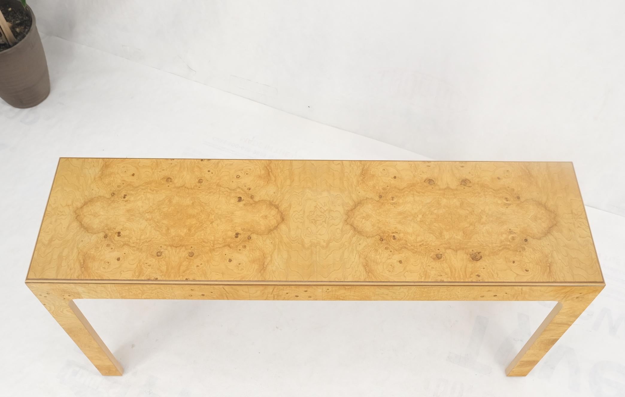 Mid-Century Modern Henredon Burl Wood Mid-Century Modern Sofa Console Table MINT 1