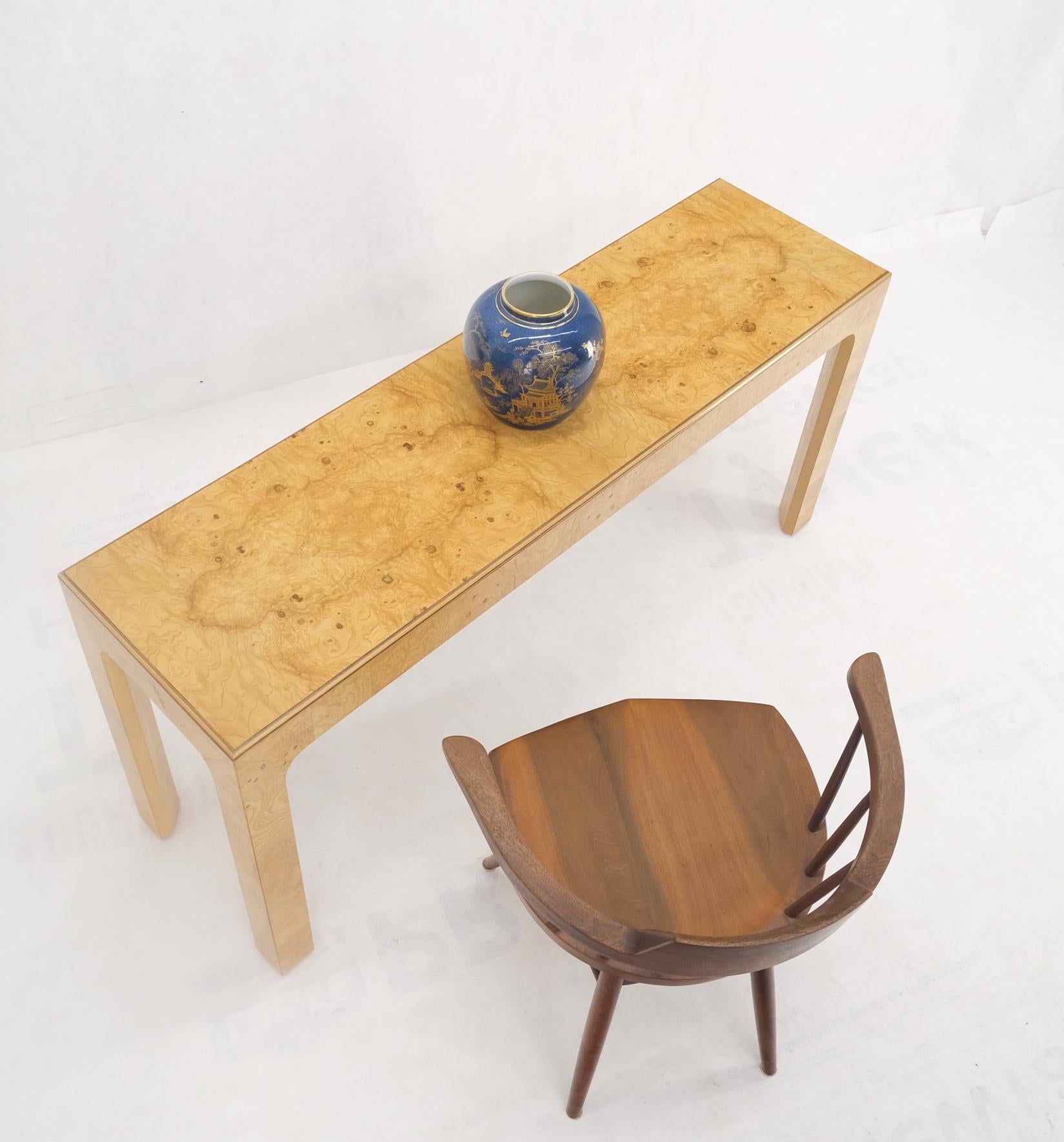 Mid-Century Modern Henredon Blond Light Burl Wood Mid-Century Modern sofa console table MINT!.