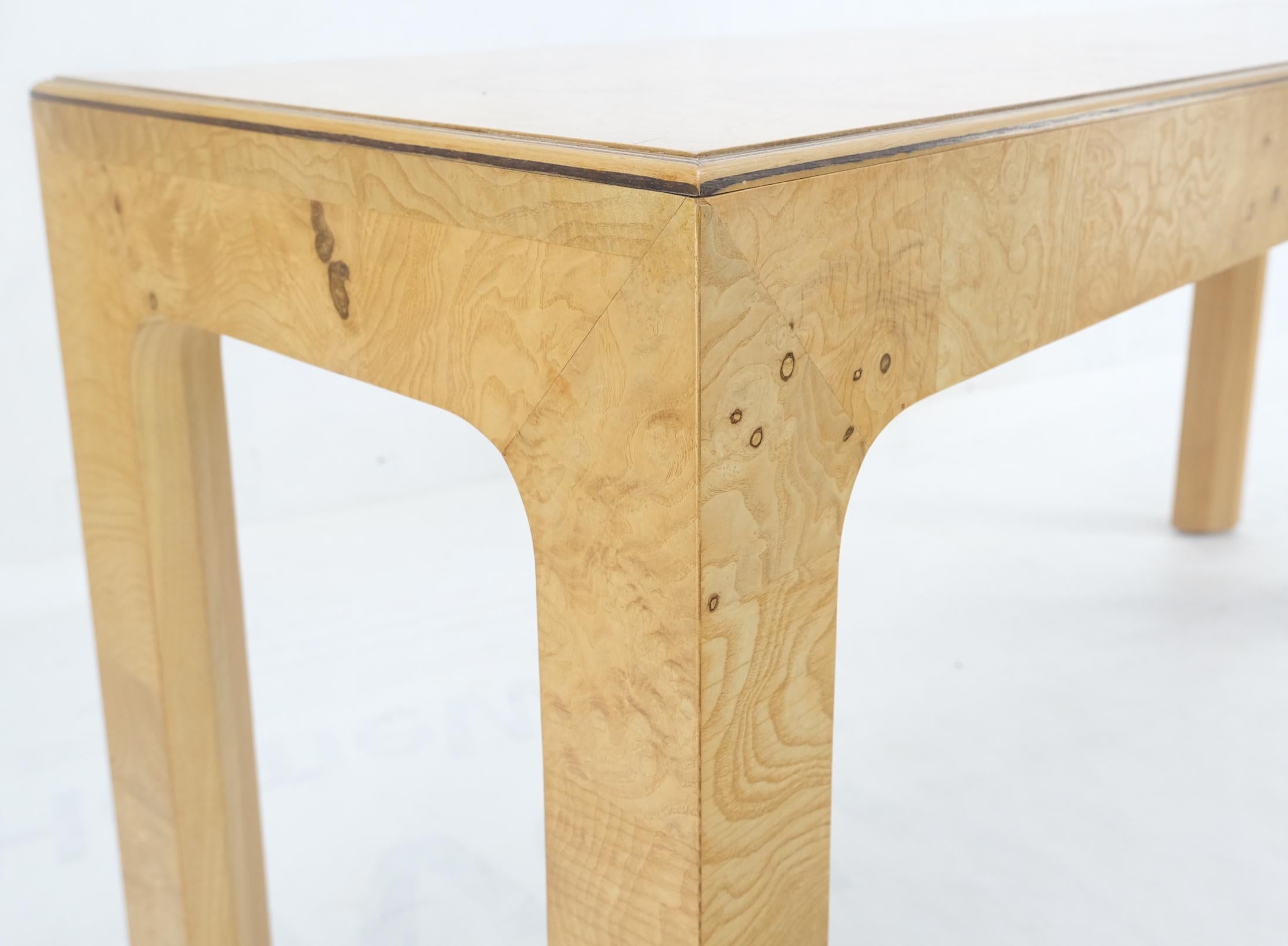 Lacquered Mid-Century Modern Henredon Burl Wood Mid-Century Modern Sofa Console Table MINT