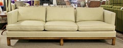 Mid-Century Modern Henredon Cream Sofa Wood Base Dunbar Style, 1960s