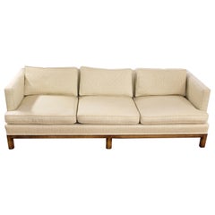 Retro Mid-Century Modern Henredon Cream Sofa Wood Base Dunbar Style, 1960s