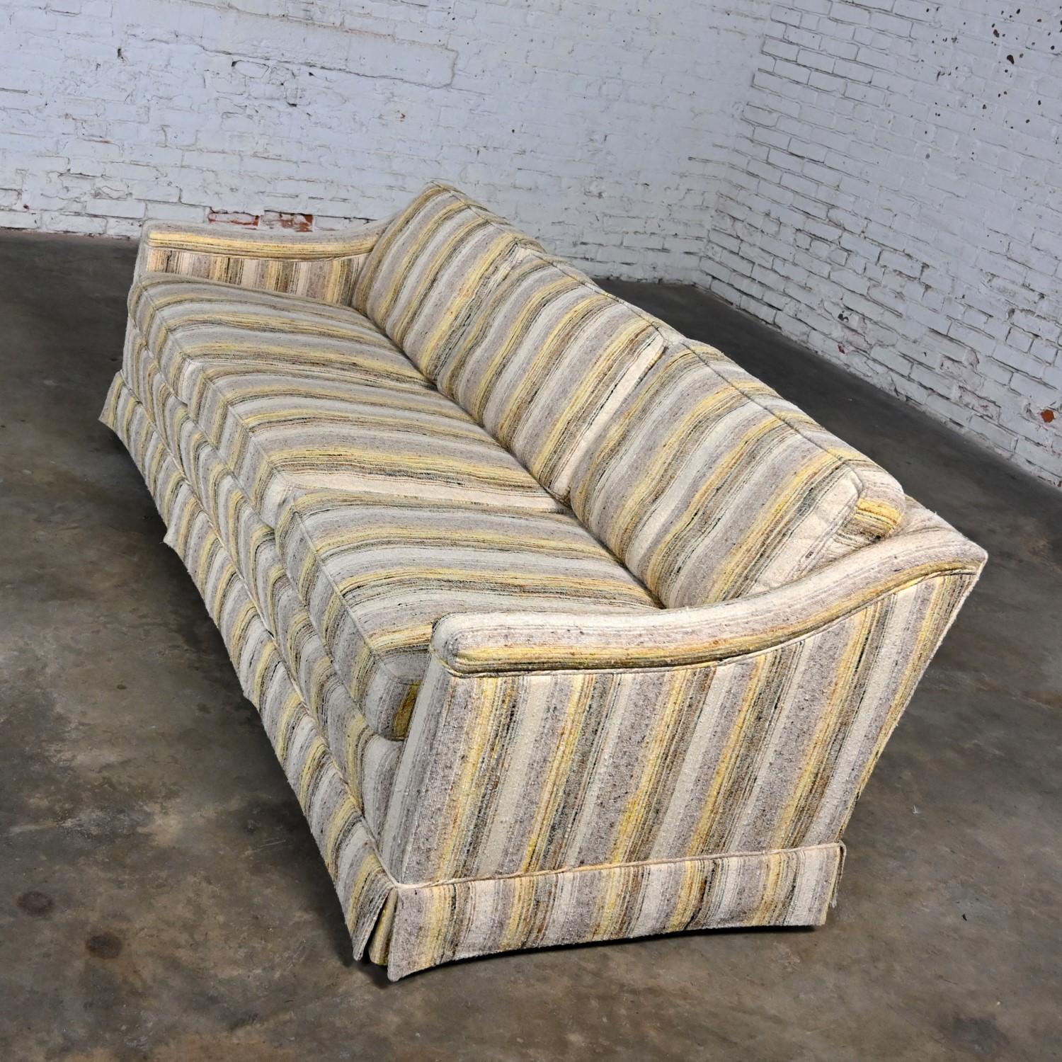 Mid-Century Modern Henredon Sofa Modified Lawson Style Yellow & Beige Striped For Sale 4