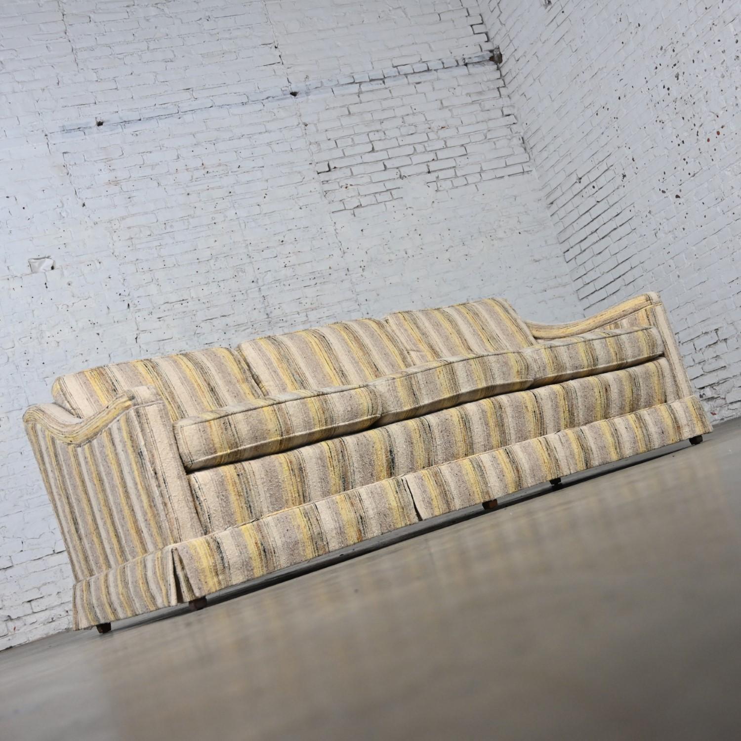 Mid-Century Modern Henredon Sofa Modified Lawson Style Yellow & Beige Striped For Sale 5