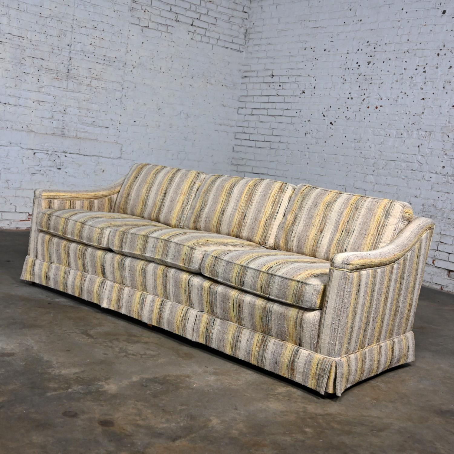 Mid-Century Modern Henredon Sofa Modified Lawson Style Yellow & Beige Striped For Sale 6