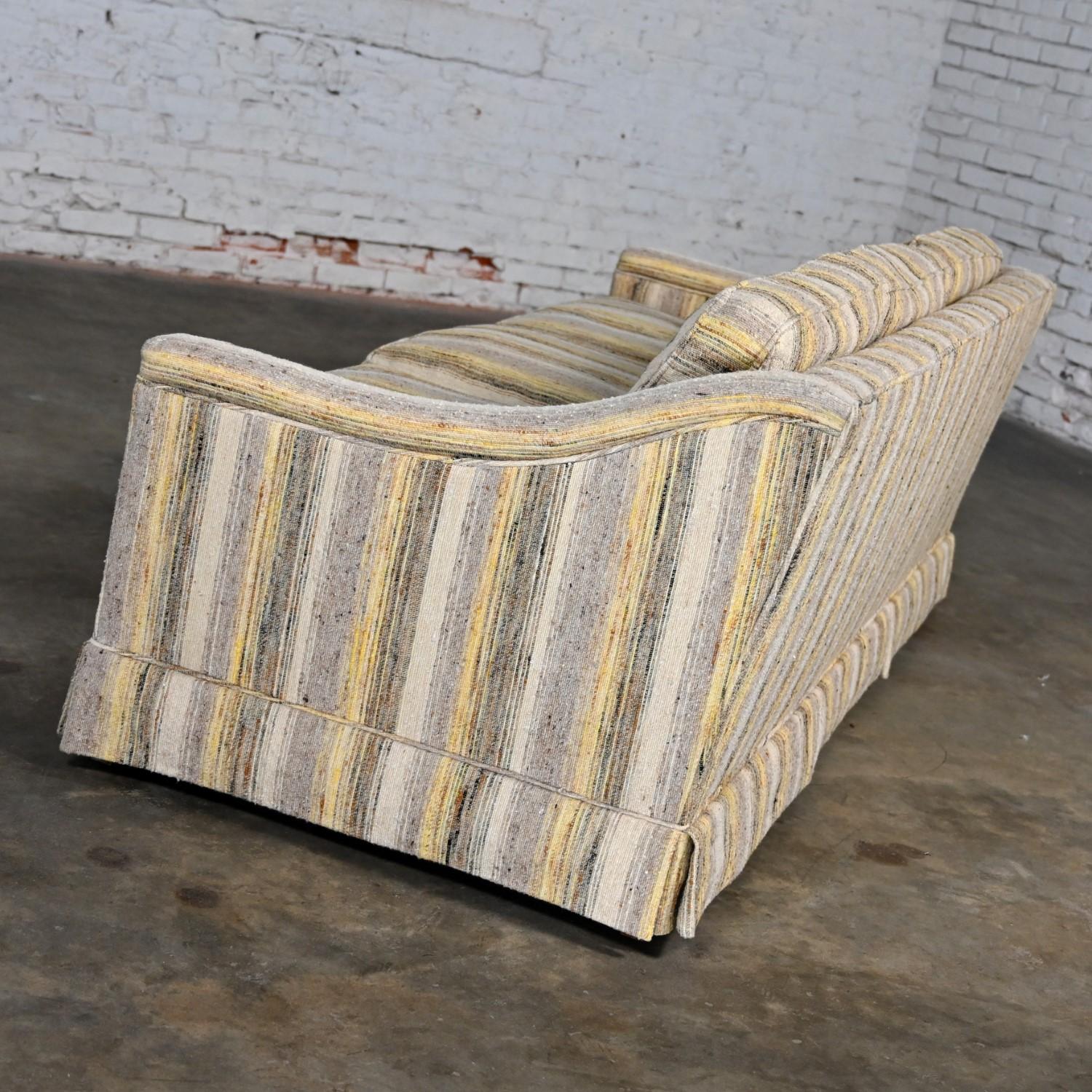 Mid-Century Modern Henredon Sofa Modified Lawson Style Yellow & Beige Striped For Sale 7
