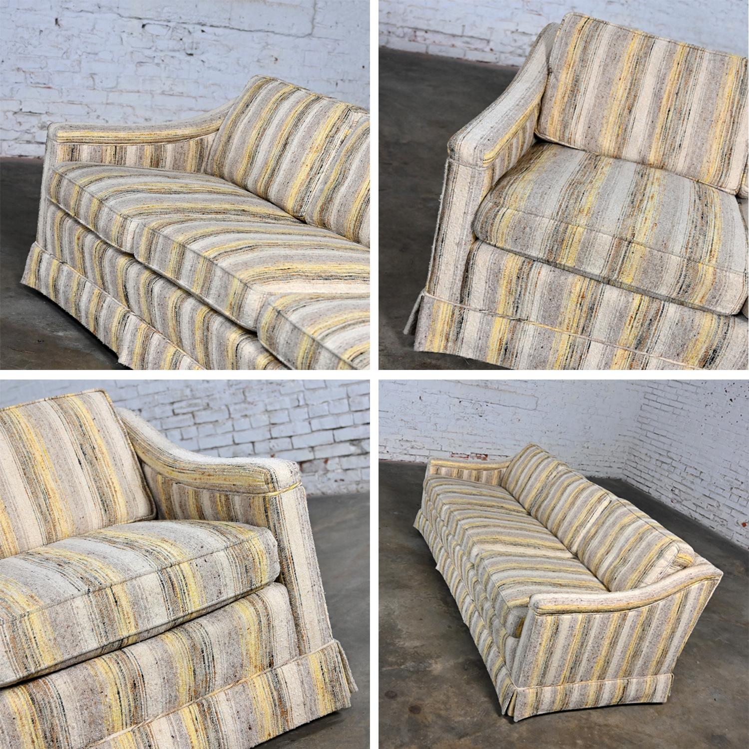 Mid-Century Modern Henredon Sofa Modified Lawson Style Yellow & Beige Striped For Sale 9