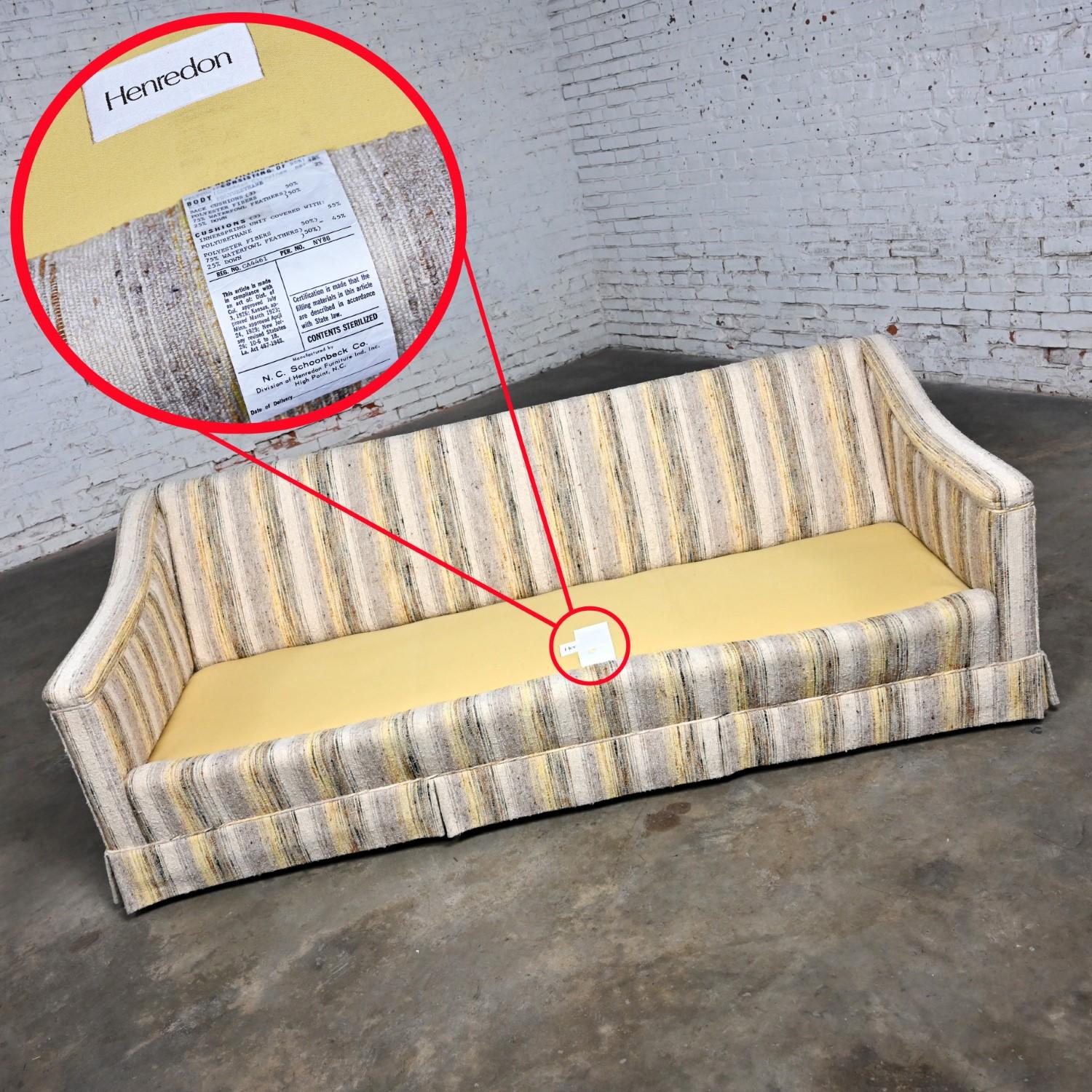 Mid-Century Modern Henredon Sofa Modified Lawson Style Yellow & Beige Striped For Sale 10