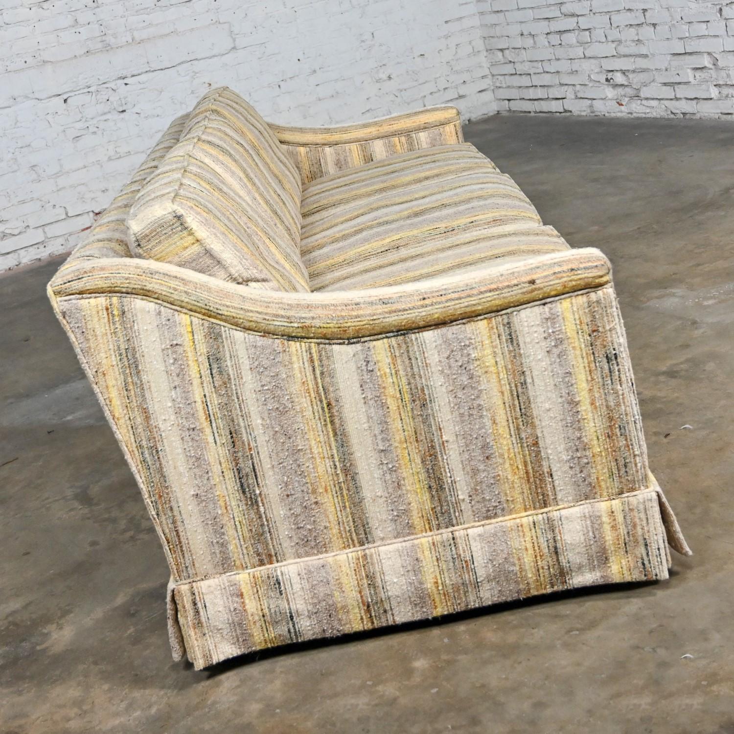 20th Century Mid-Century Modern Henredon Sofa Modified Lawson Style Yellow & Beige Striped For Sale
