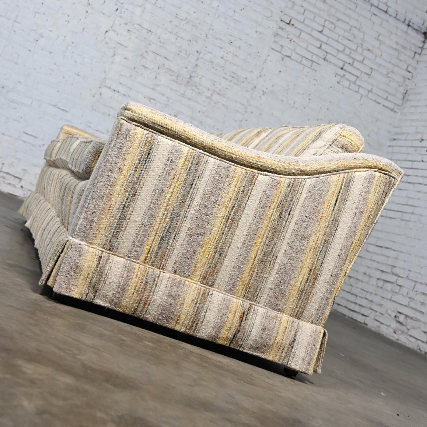 Fabric Mid-Century Modern Henredon Sofa Modified Lawson Style Yellow & Beige Striped For Sale