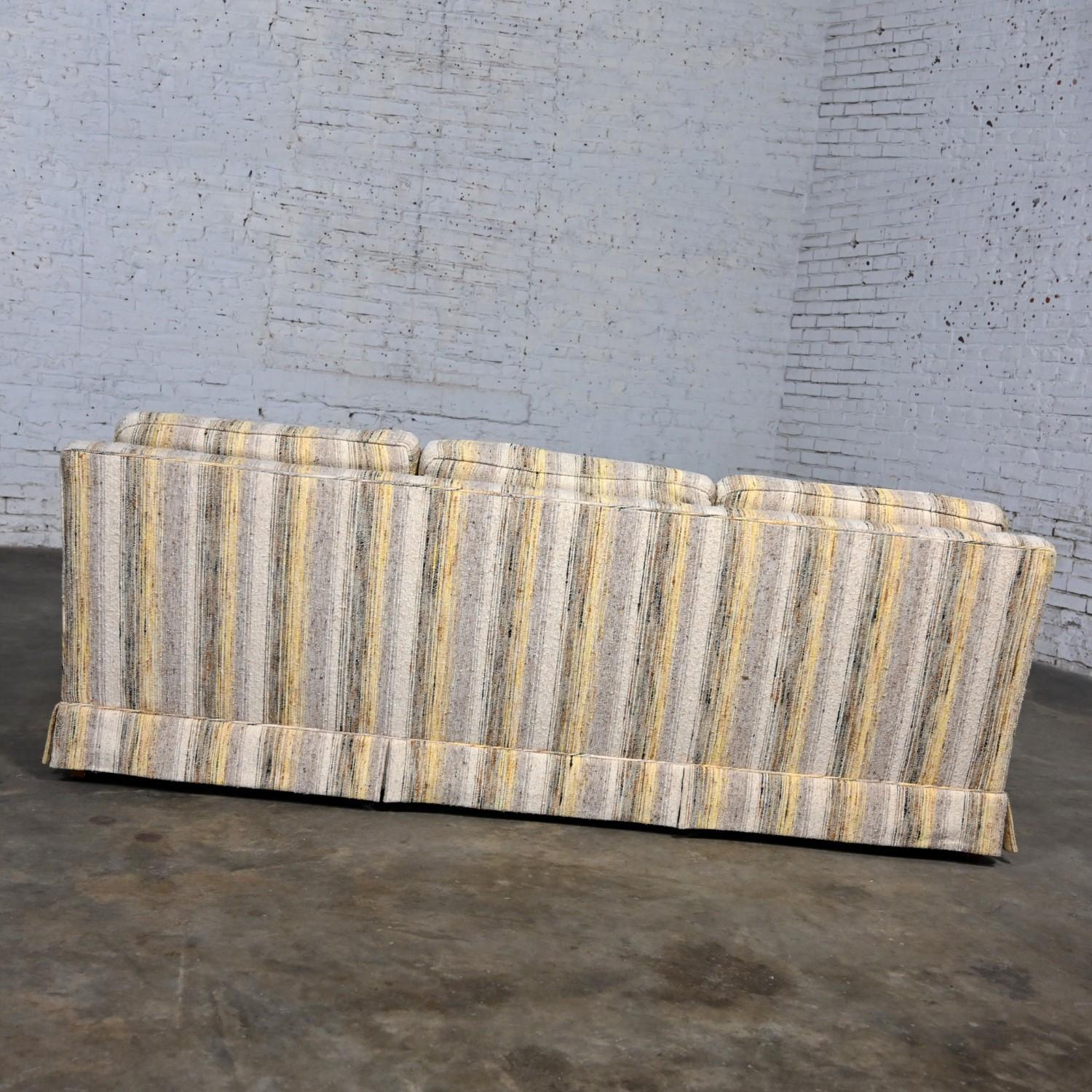 Mid-Century Modern Henredon Sofa Modified Lawson Style Yellow & Beige Striped For Sale 2