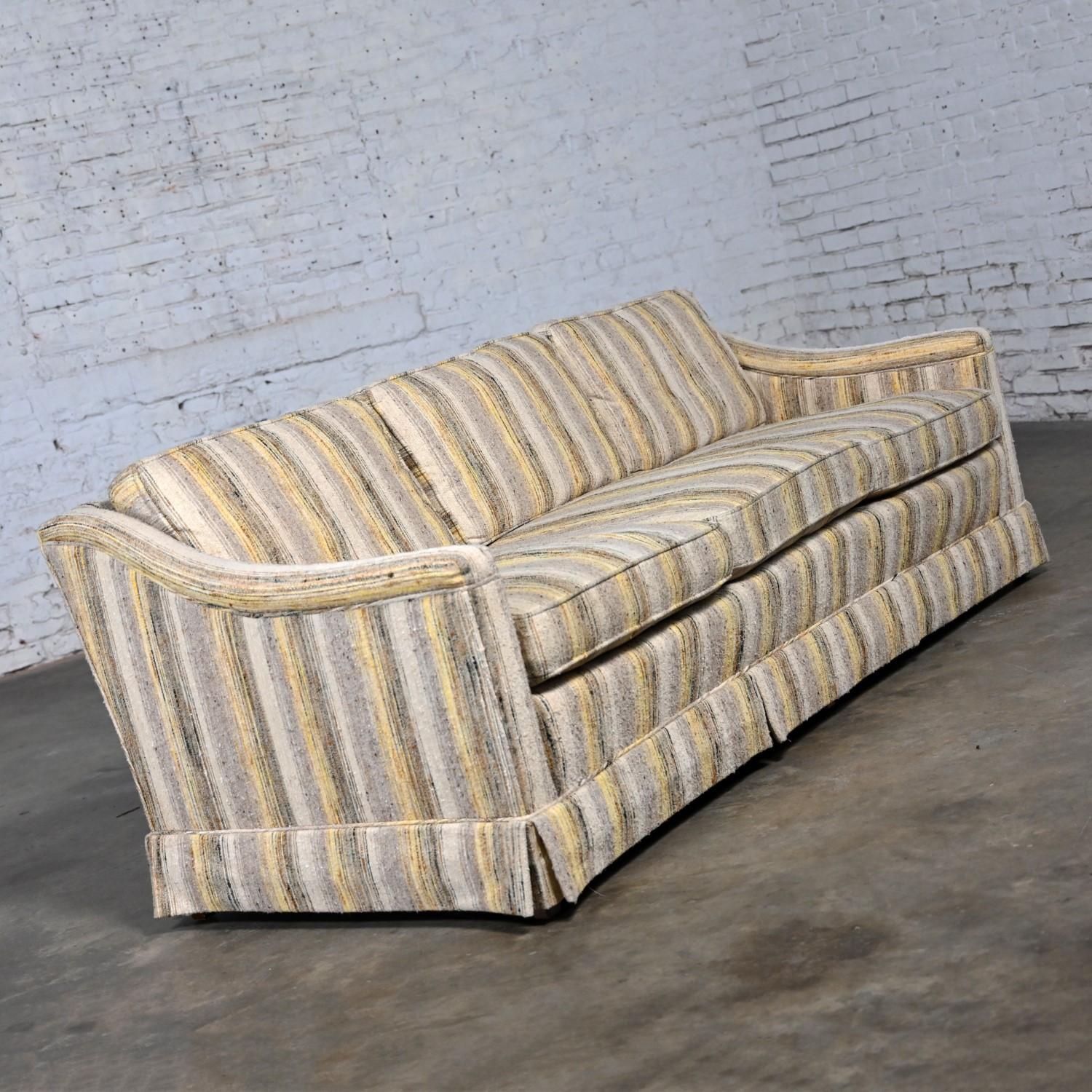 Mid-Century Modern Henredon Sofa Modified Lawson Style Yellow & Beige Striped For Sale 3