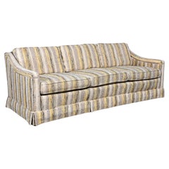 Retro Mid-Century Modern Henredon Sofa Modified Lawson Style Yellow & Beige Striped