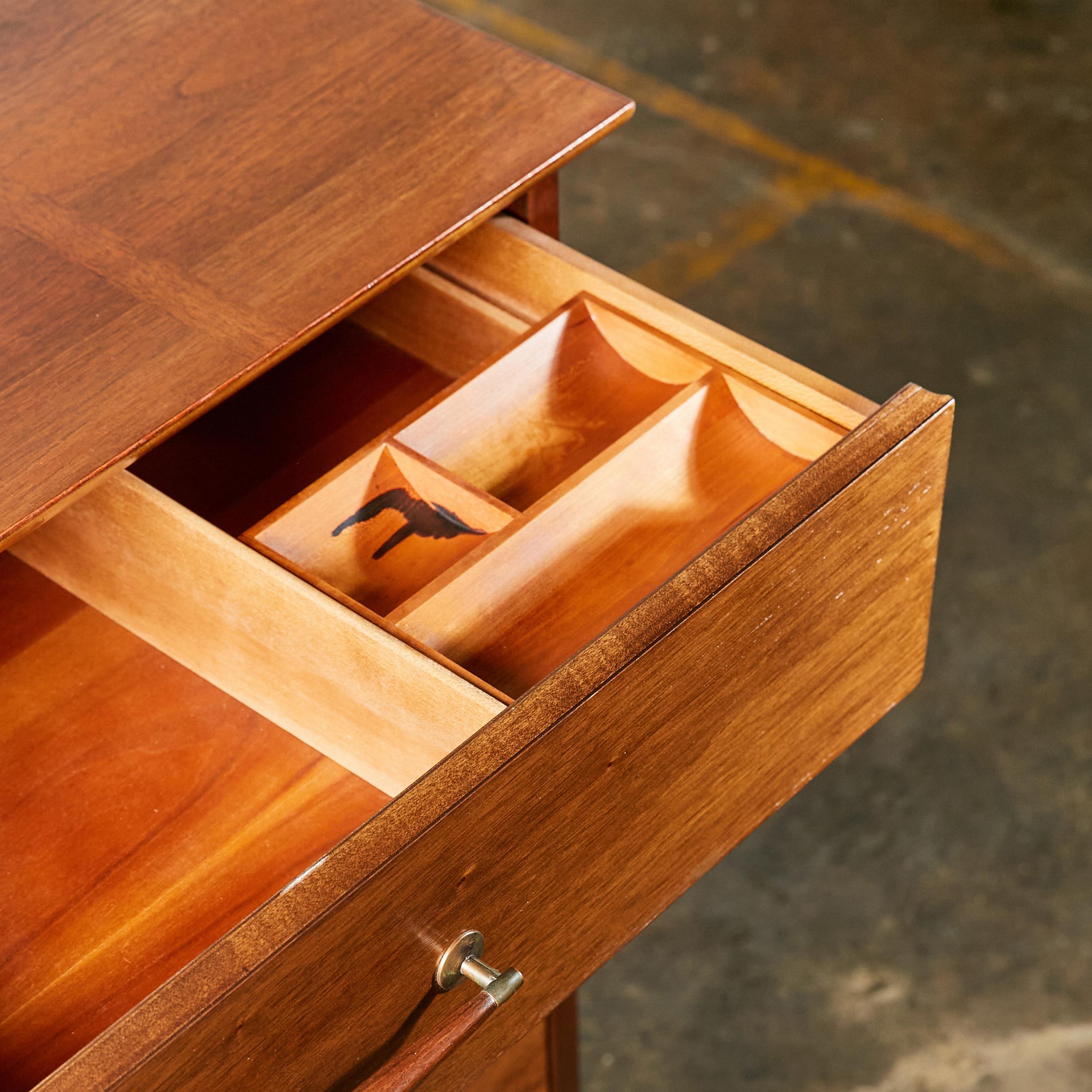 Walnut Mid-Century Modern Henredon Tall Five Drawer Dresser