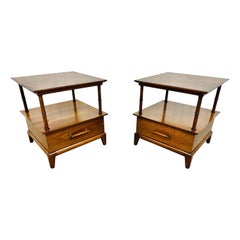 Mid-Century Modern Henredon Walnut Nightstands - Set of 2