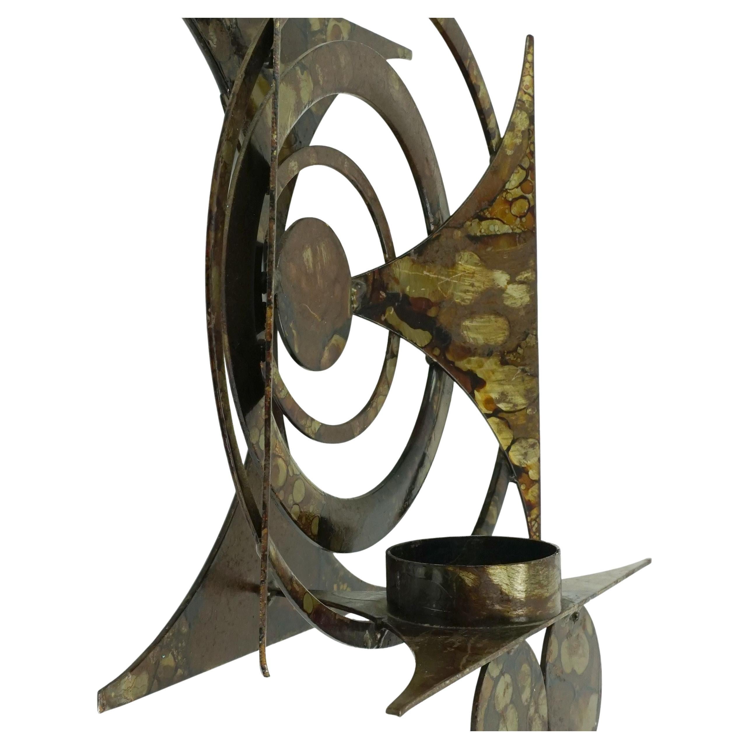 mid century modern henrik horst wall CANDLE HOLDER iron brutalistic style For Sale