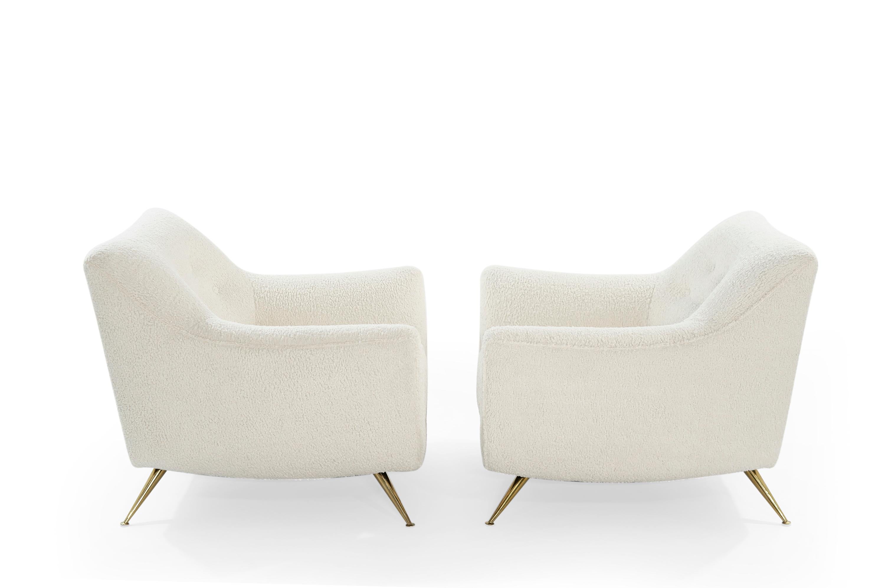 American Mid-Century Modern Henry Glass Lounge Chairs in Bouclé