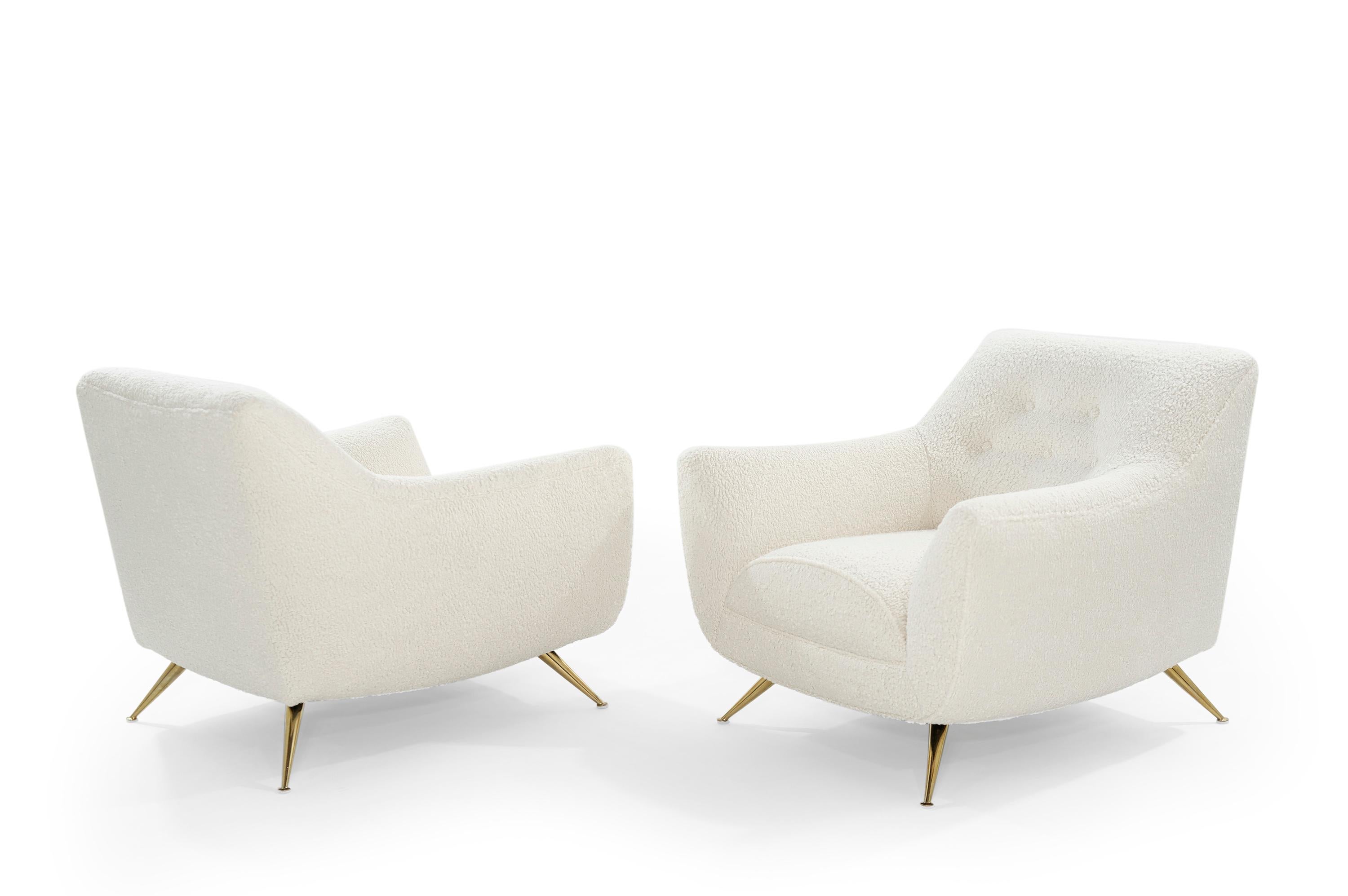 20th Century Mid-Century Modern Henry Glass Lounge Chairs in Bouclé