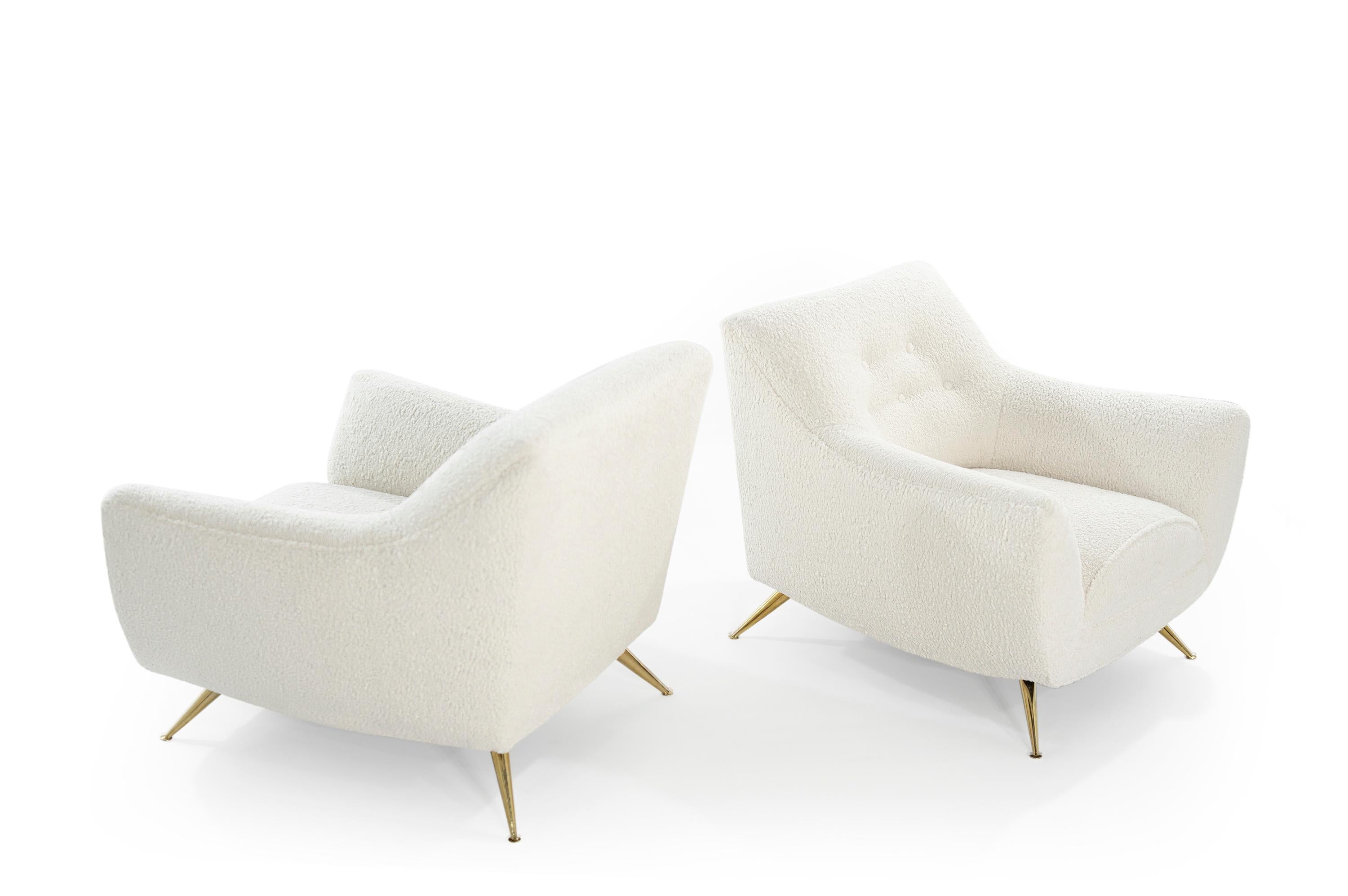 Mid-Century Modern Henry Glass Lounge Chairs in Bouclé 2