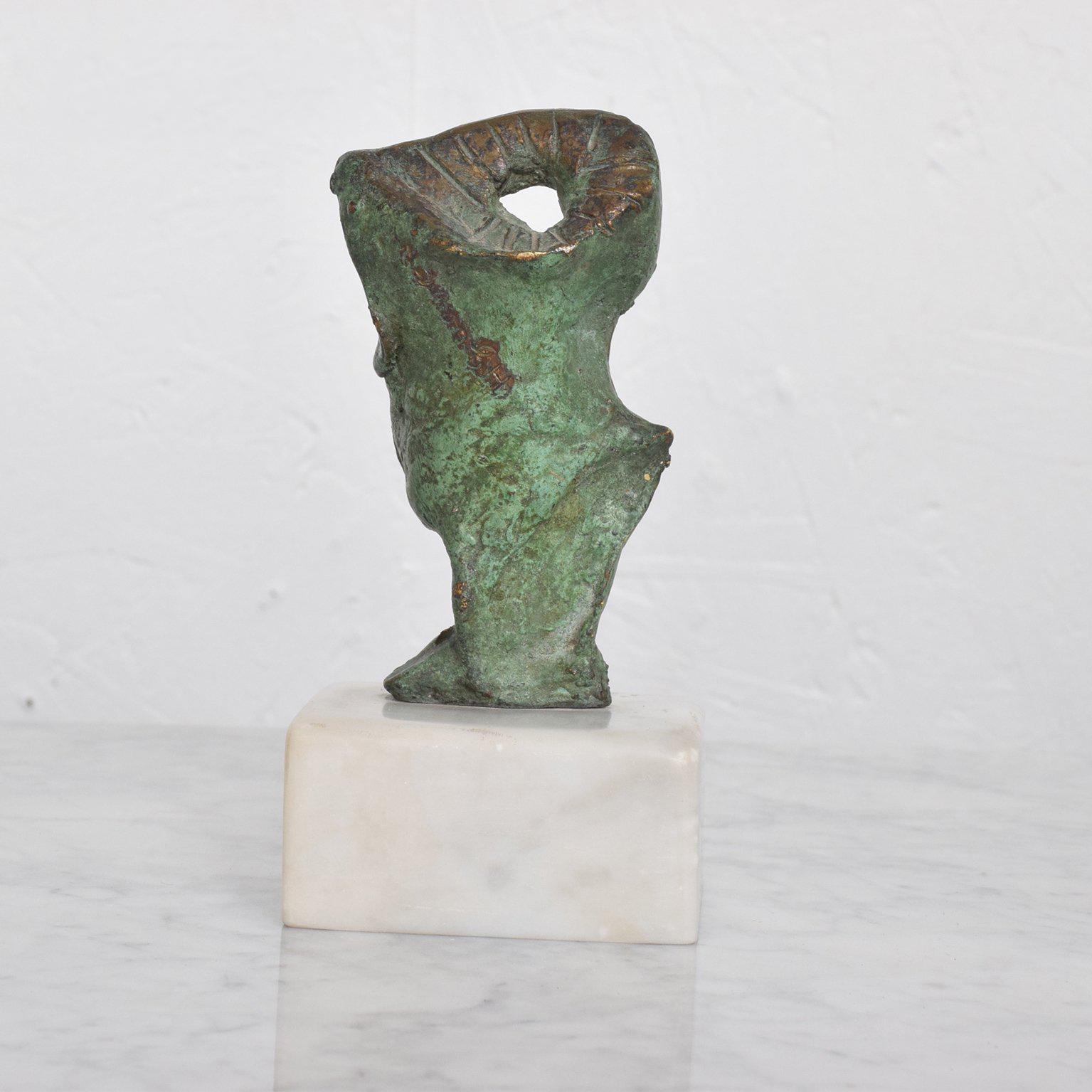 Patinated Mid-Century Modern Heriberto Juarez Abstract Bronze Sculpture with Marble Base