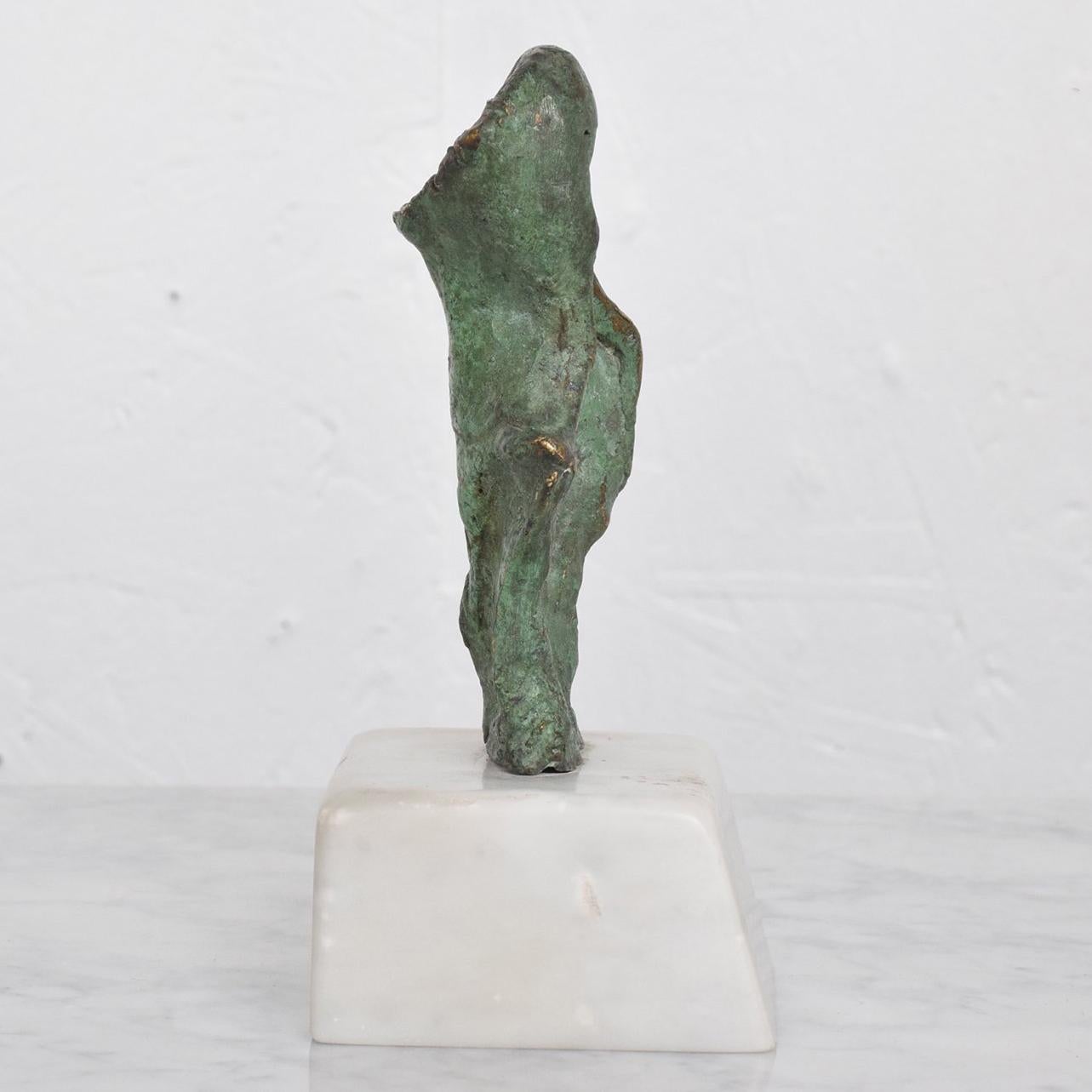 Late 20th Century Mid-Century Modern Heriberto Juarez Abstract Bronze Sculpture with Marble Base