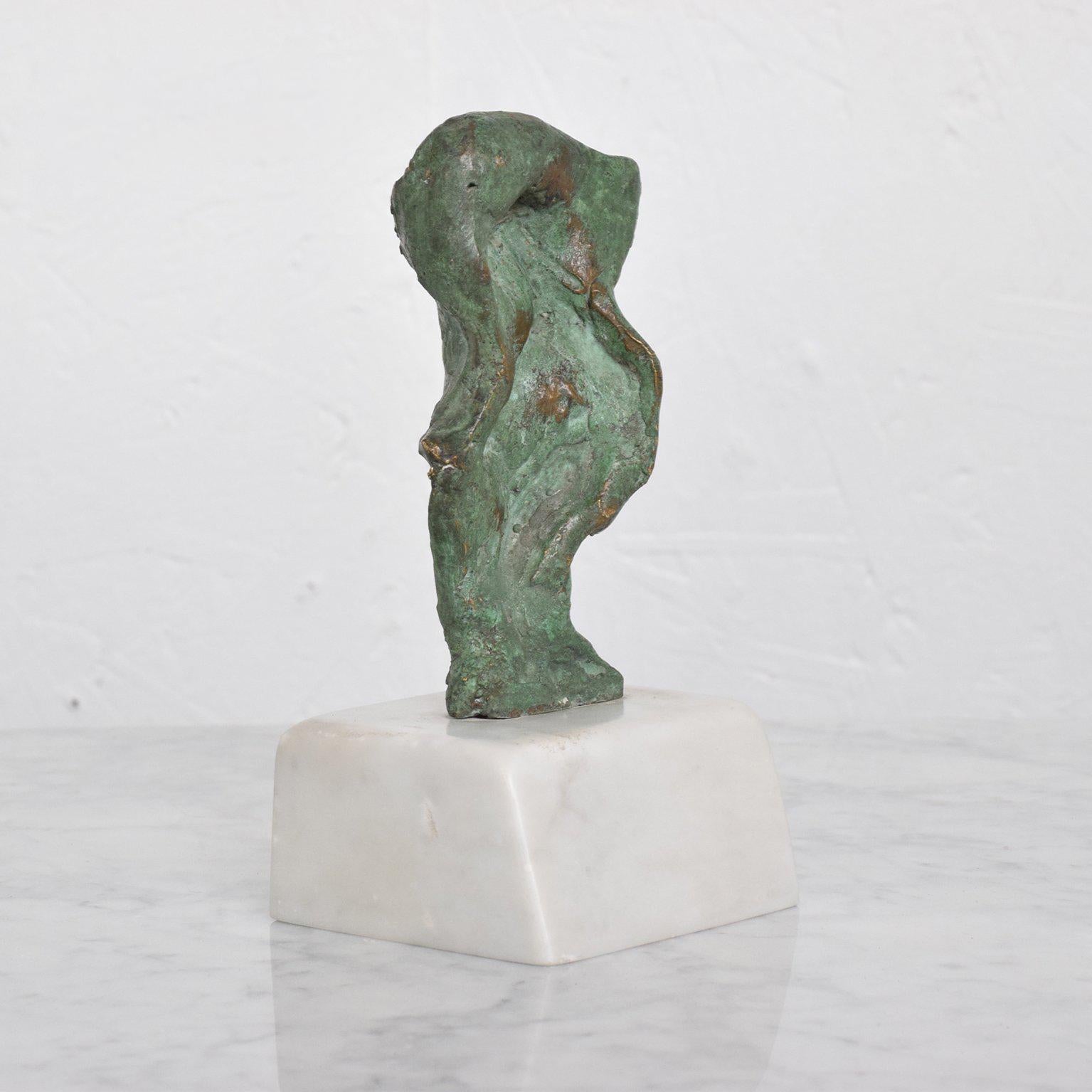 Mid-Century Modern Heriberto Juarez Abstract Bronze Sculpture with Marble Base 1