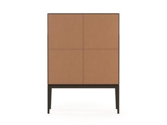 Mid-Century Modern Heritage Bar Cabinet Made with Oak and Leather Details