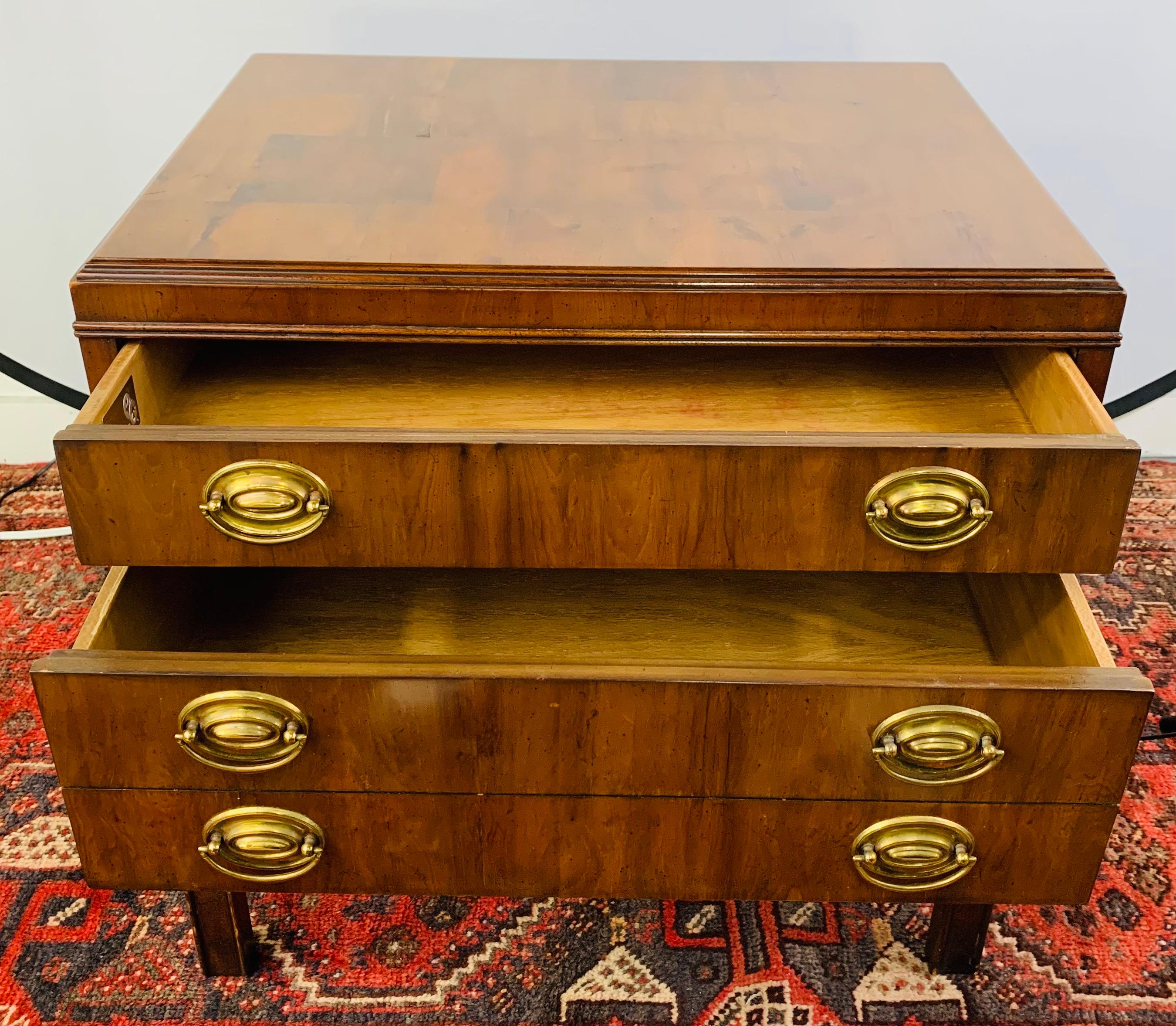 Mid-Century Modern Heritage Walnut Burl Wood Chest, End Table or Nightstand For Sale 5