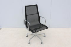 Mid-Century Modern Herman Miller Eames Aluminum Group Black Mesh Executive Chair