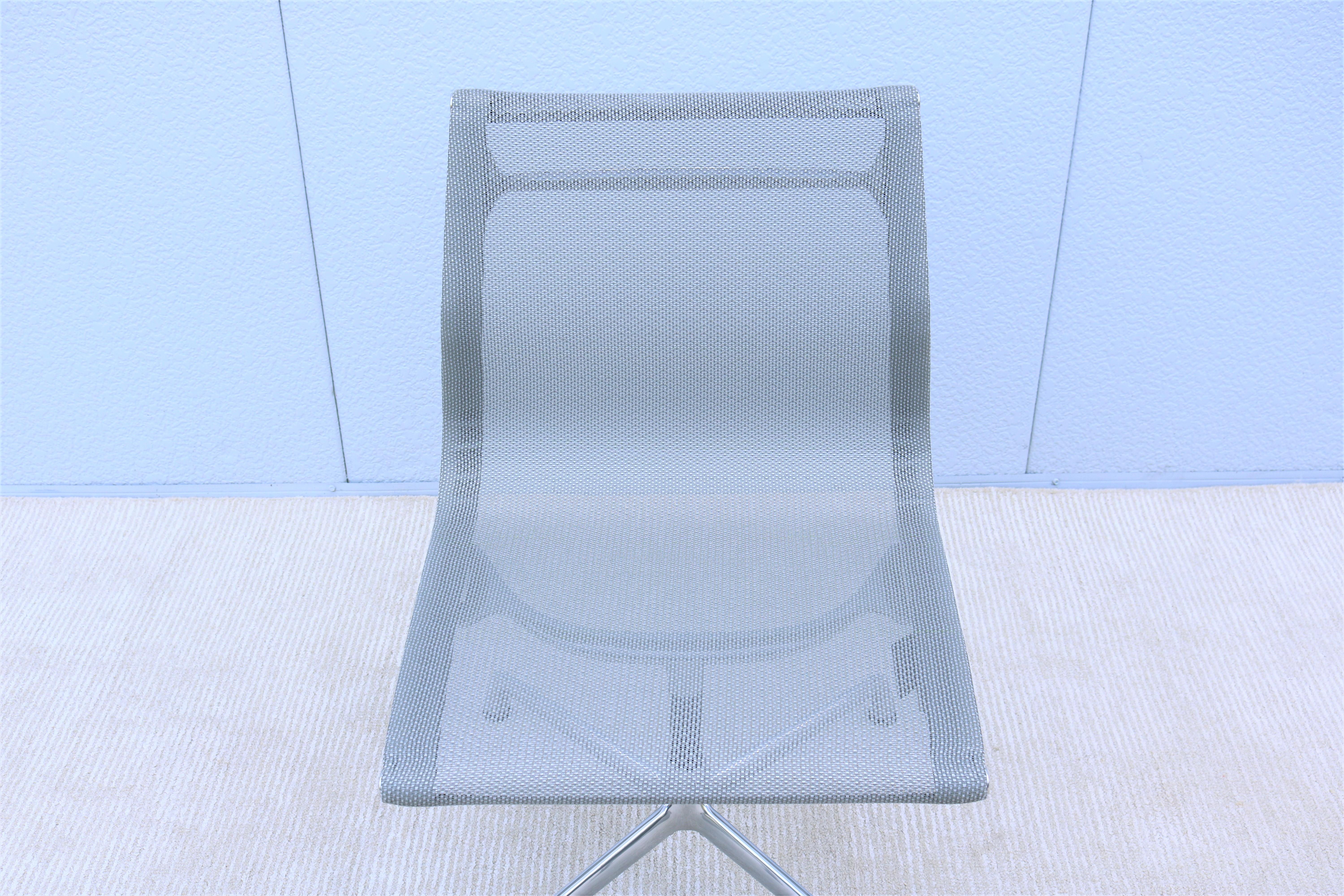Mid-Century Modern Herman Miller Eames Aluminum Group Mesh Armless Side Chair 4
