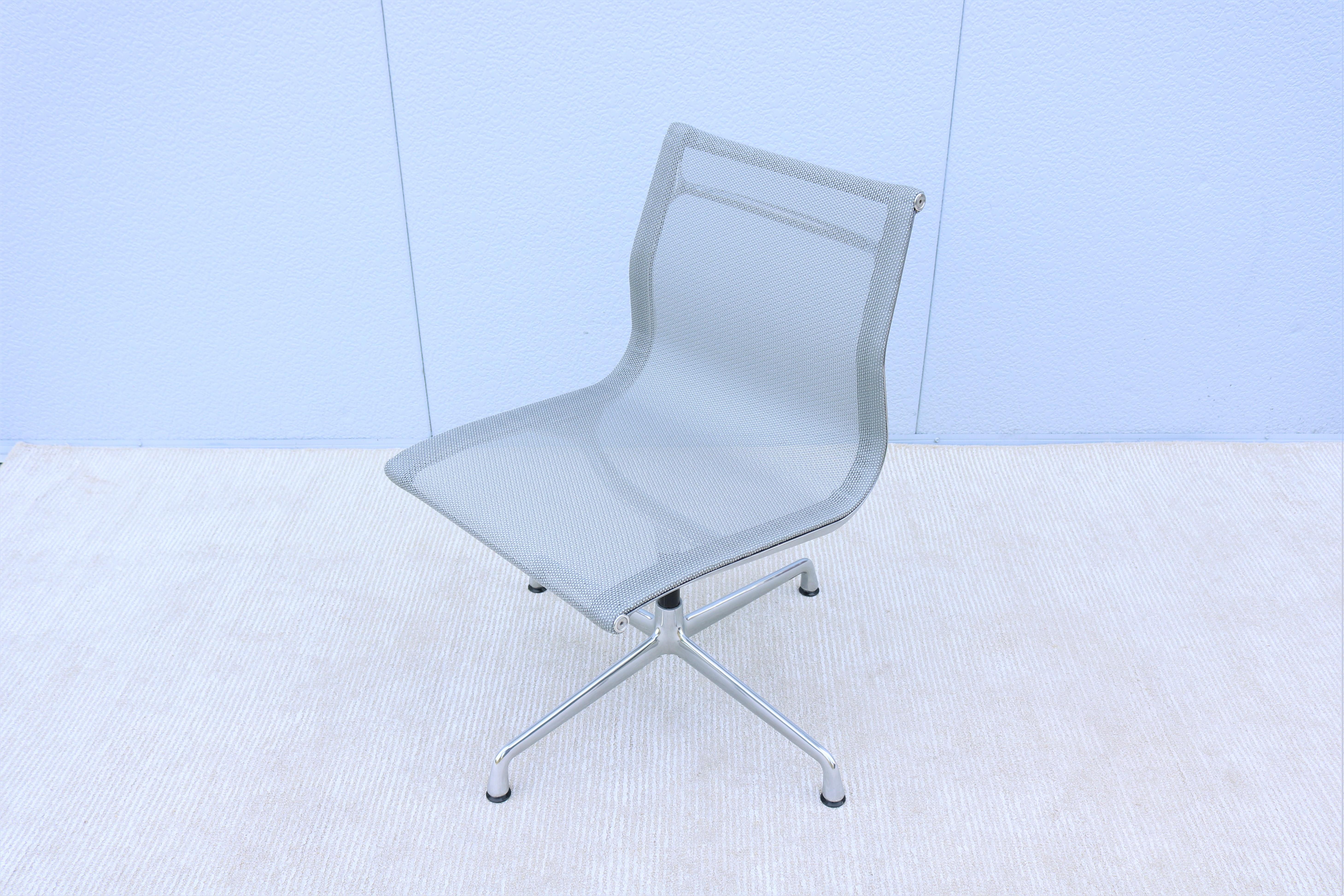 American Mid-Century Modern Herman Miller Eames Aluminum Group Mesh Armless Side Chair