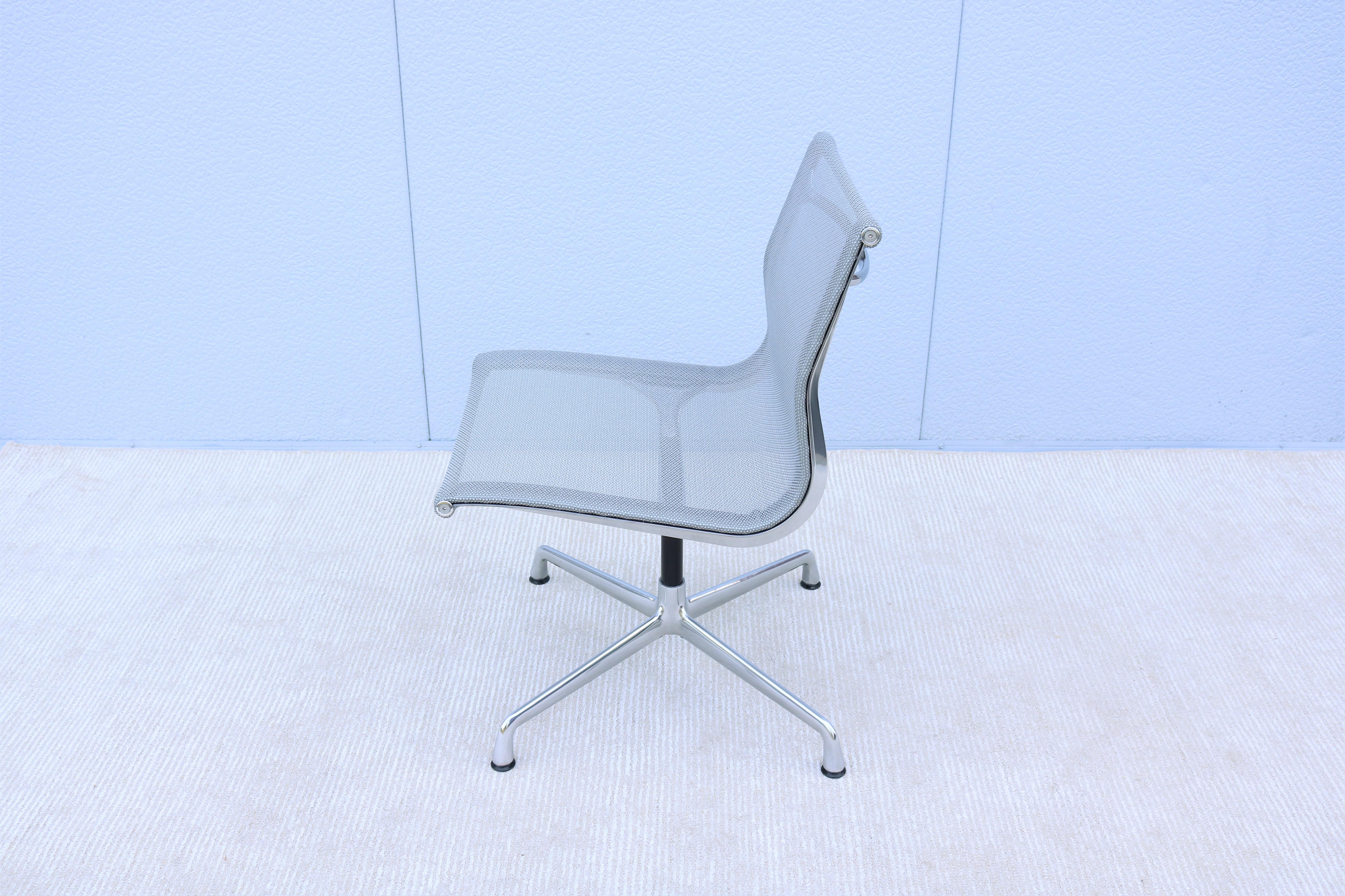 Mid-Century Modern Herman Miller Eames Aluminum Group Mesh Armless Side Chair 2