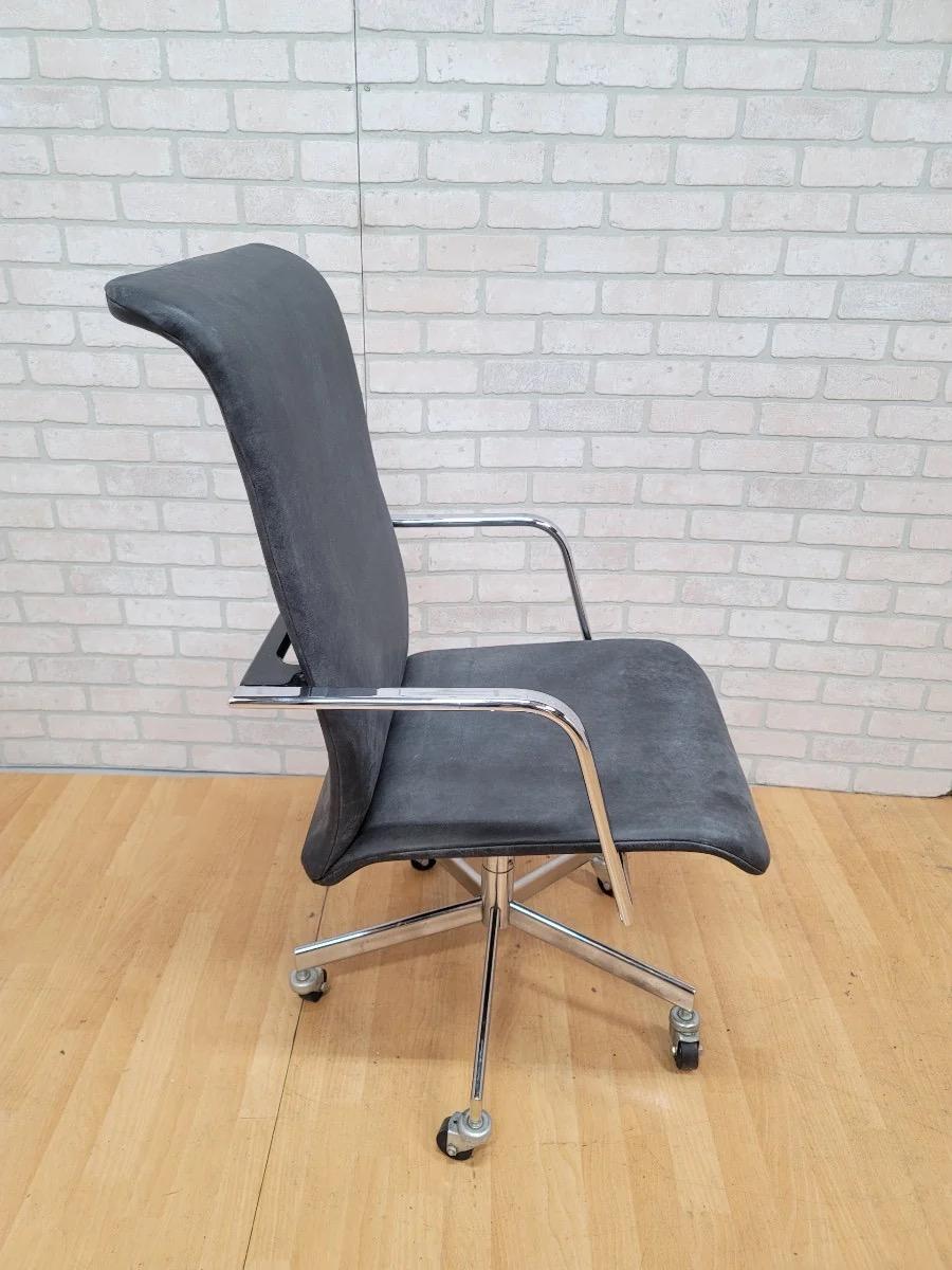 American Mid Century Modern Herman Miller High Back Swivel Office Chair Newly Upholstered For Sale