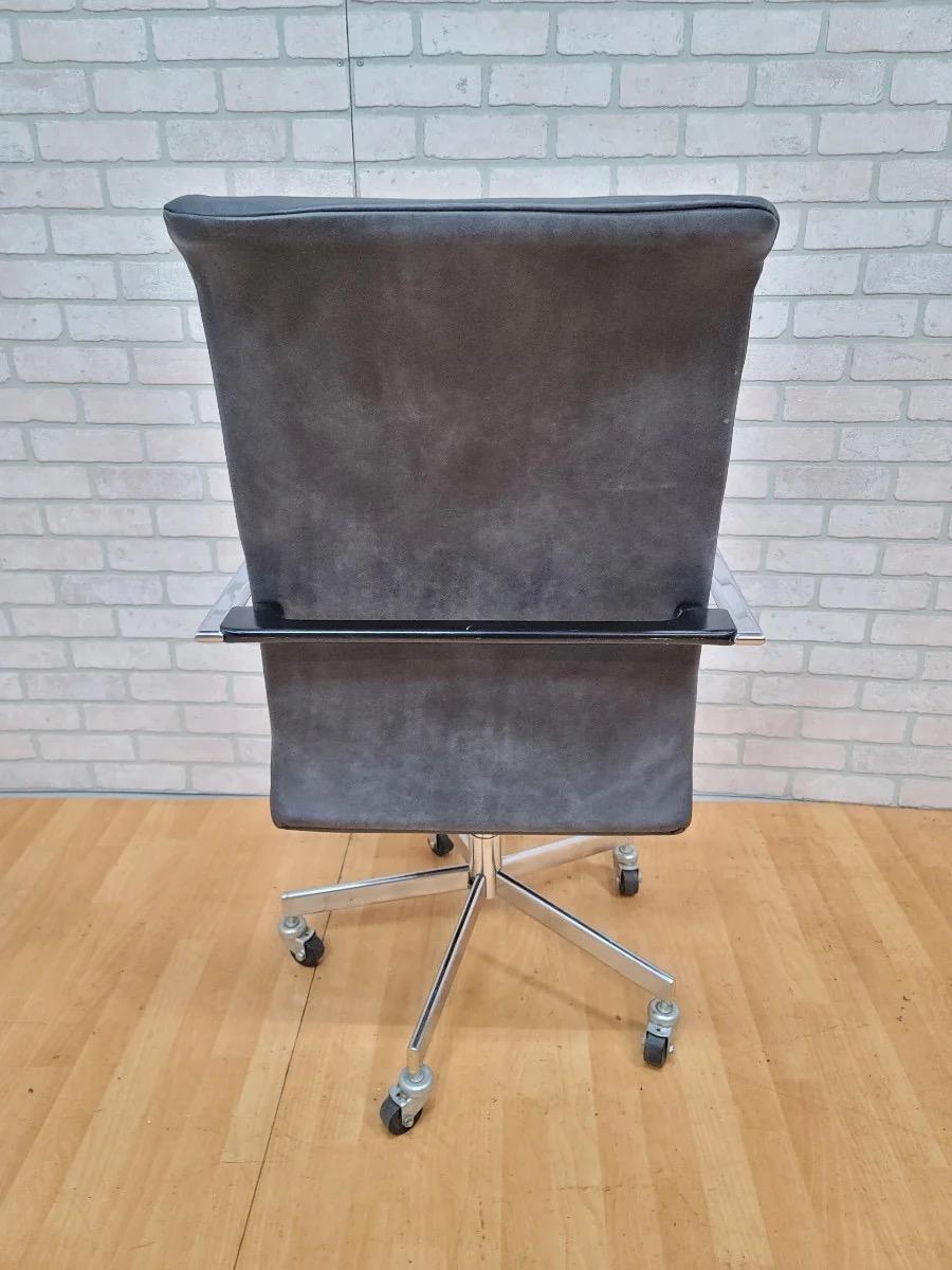 Mid Century Modern Herman Miller High Back Swivel Office Chair Newly Upholstered For Sale 1