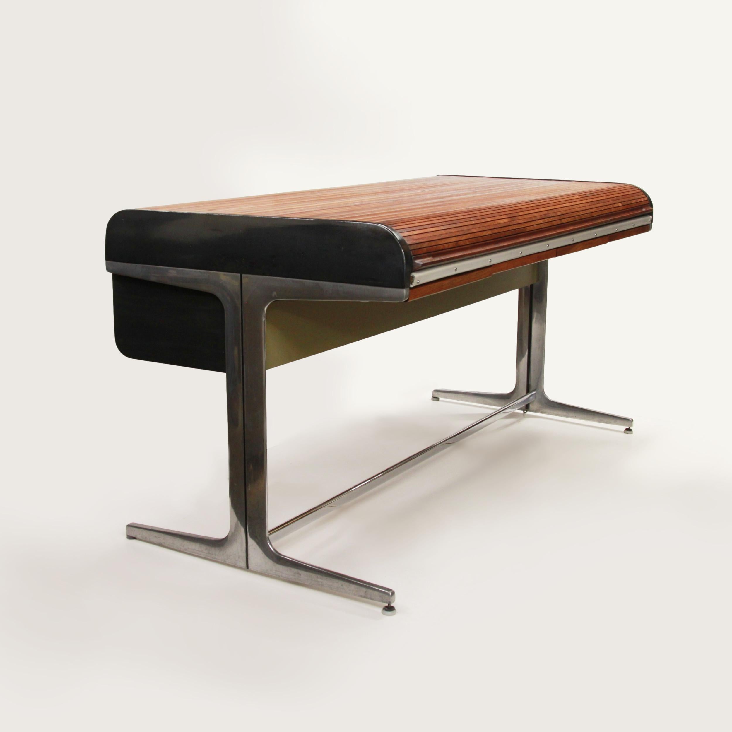 American Mid-Century Modern Herman Miller Roll Top Action Office Desk by George Nelson For Sale