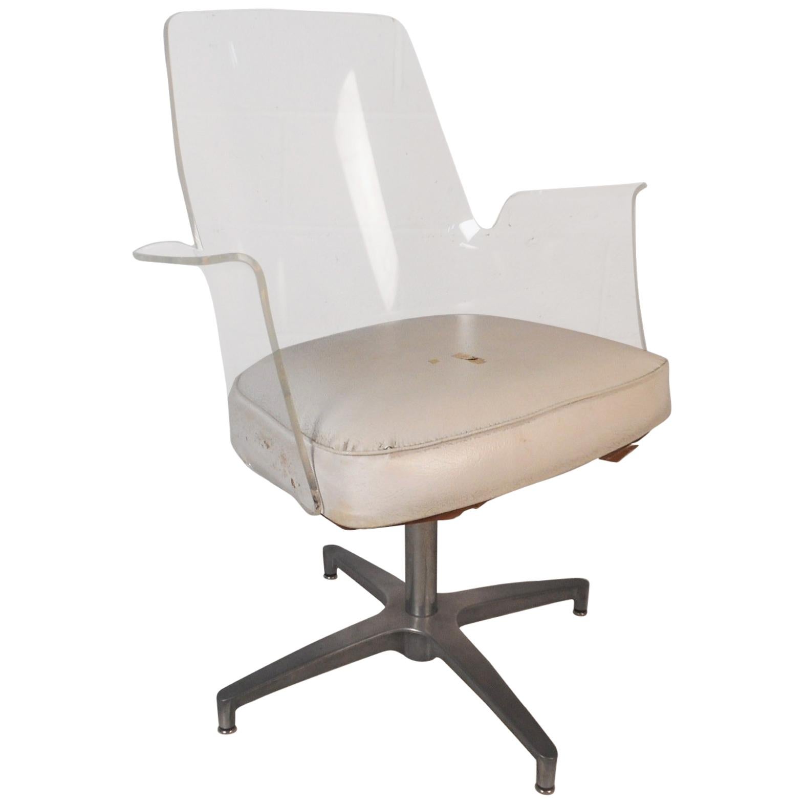 Mid-Century Modern Herman Miller Style Lucite Swivel Chair