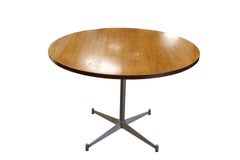 Mid Century Modern Herman Miller Walnut Wood Dining Game Table Star Metal Base